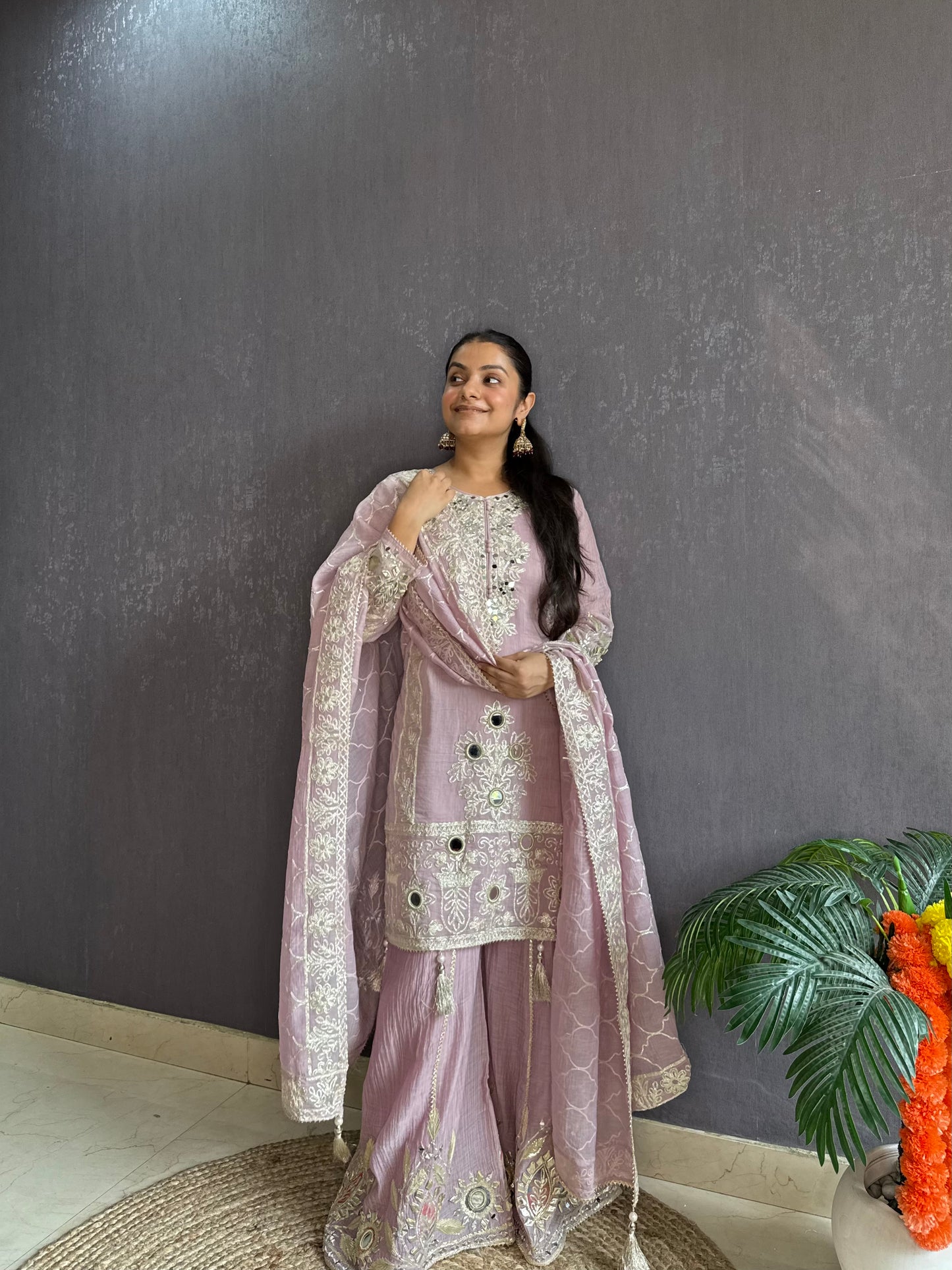 Luxurious mul cotton gotapatti sharara set