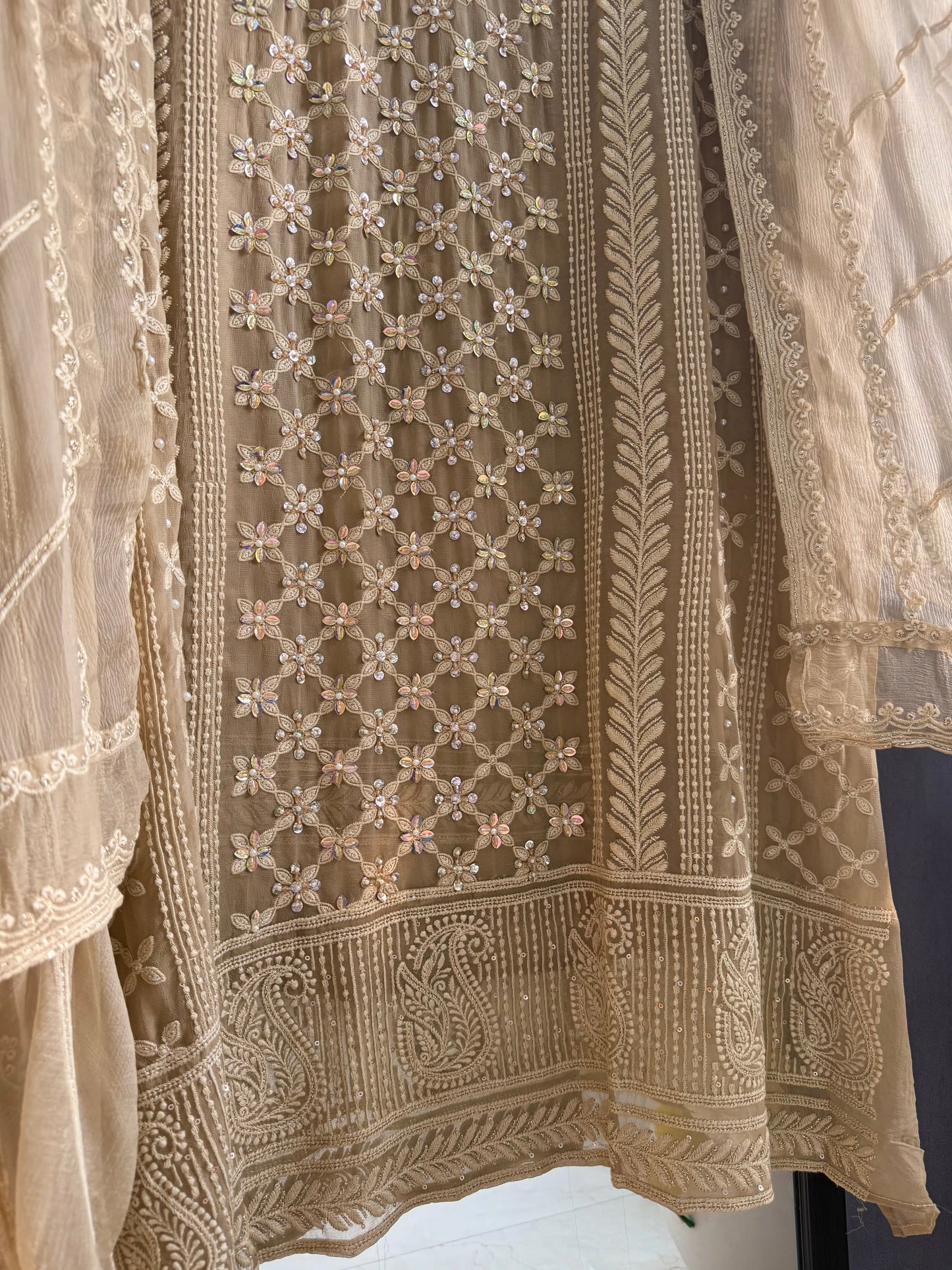 Lucknowi crystal handwork suit