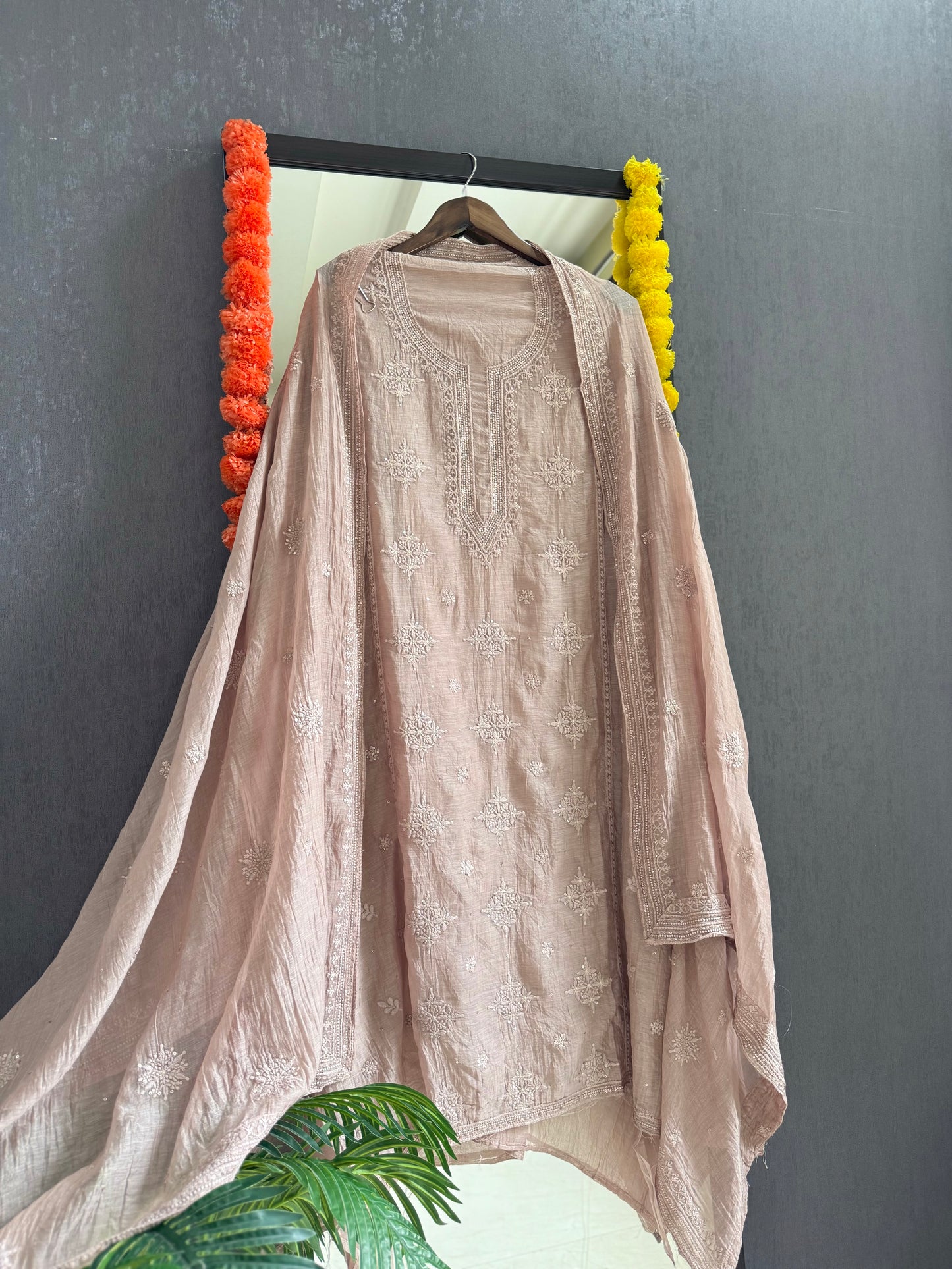 Luxurious Mul chanderi lucknowi handwork suit