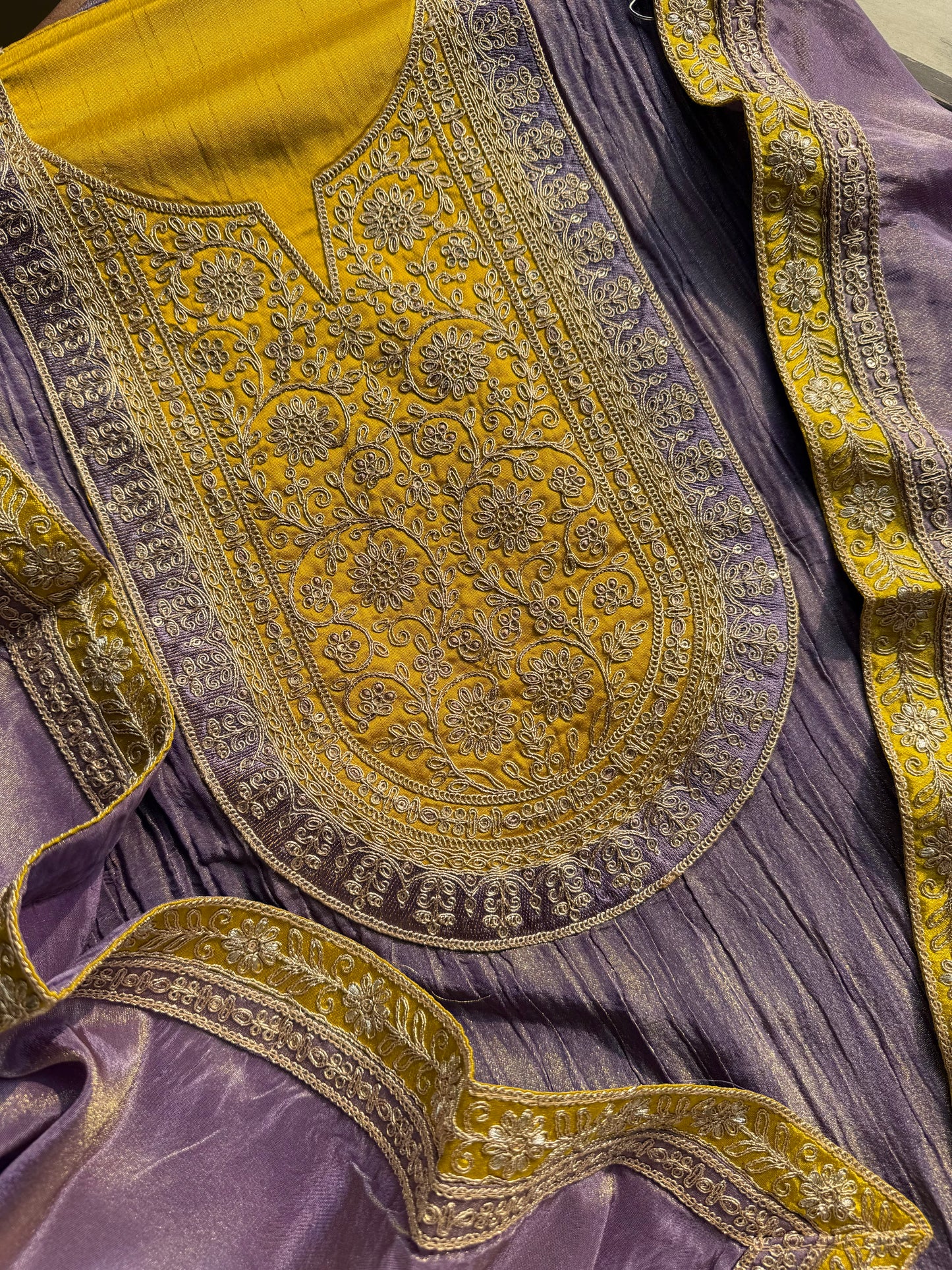 Crush tissue marori aari work suit