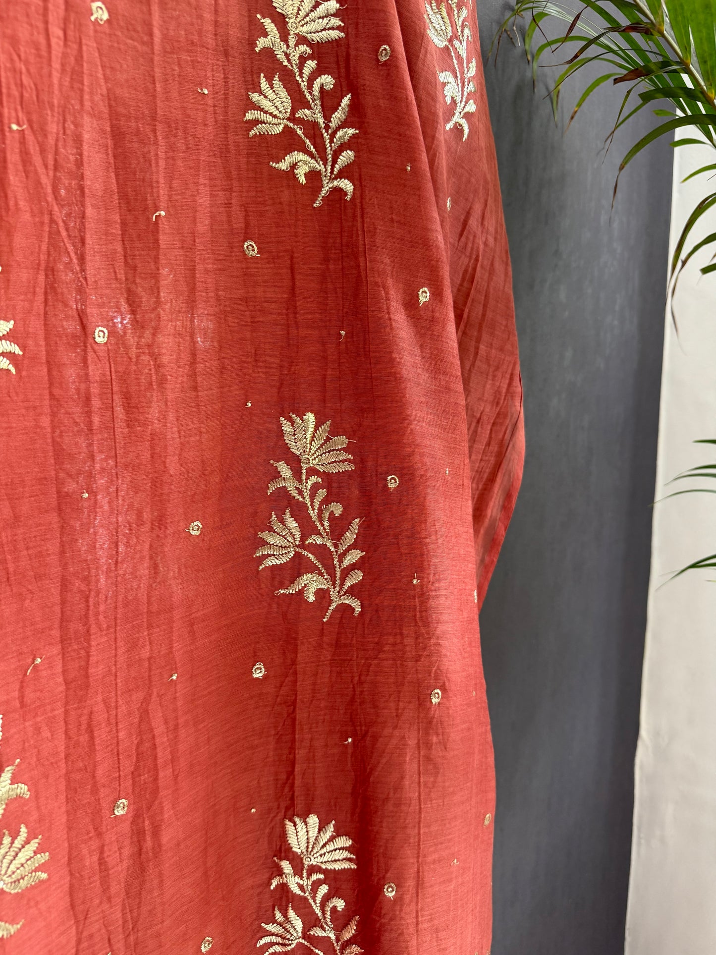 Luxurious Mul chanderi pitta work suit