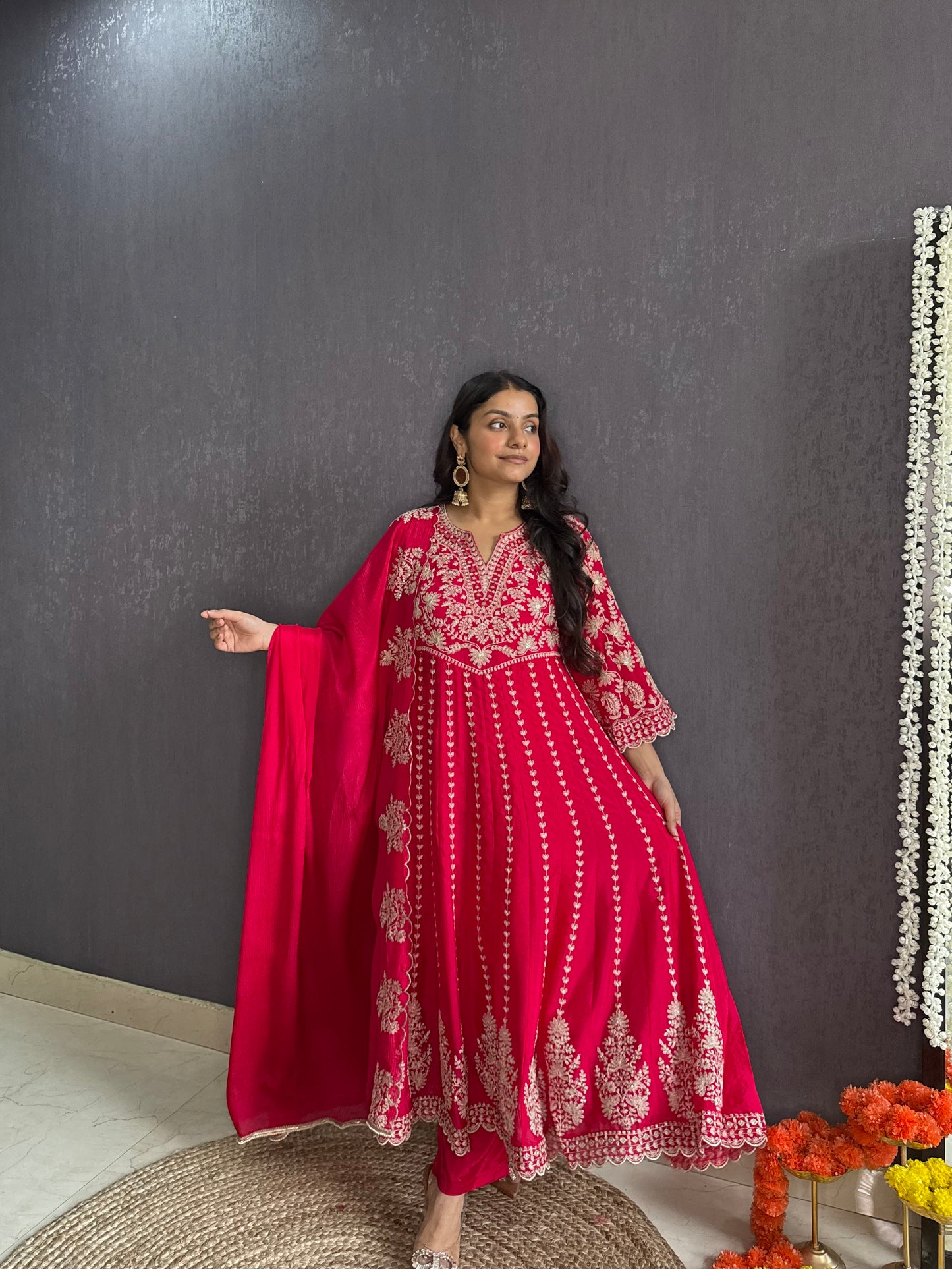 Kalidaar aari work Anarkali set