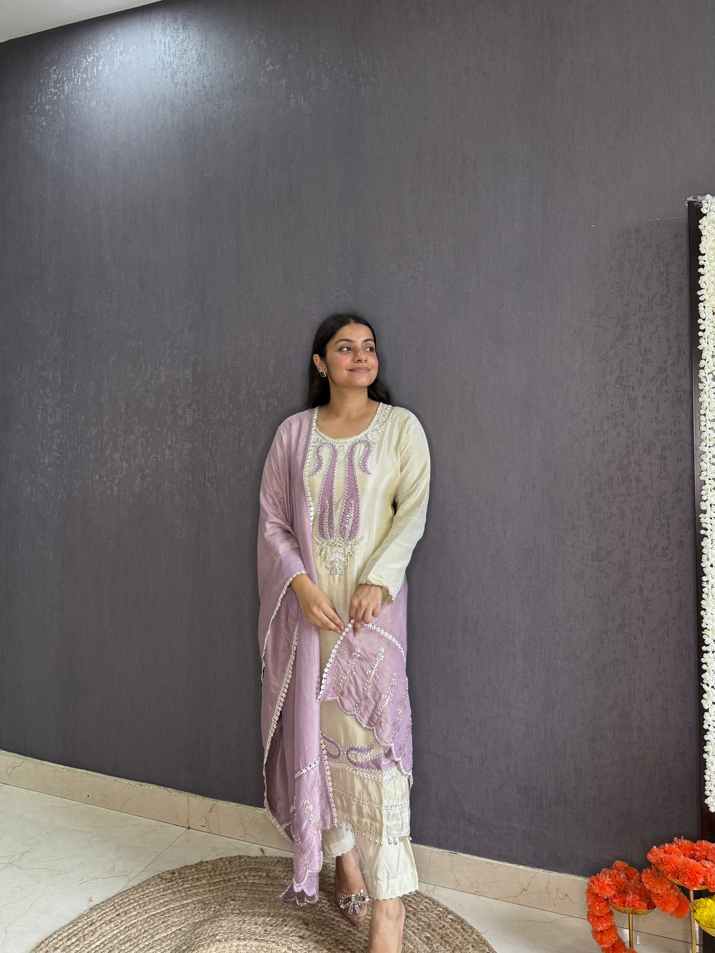 Tissue silk Handwork suit set