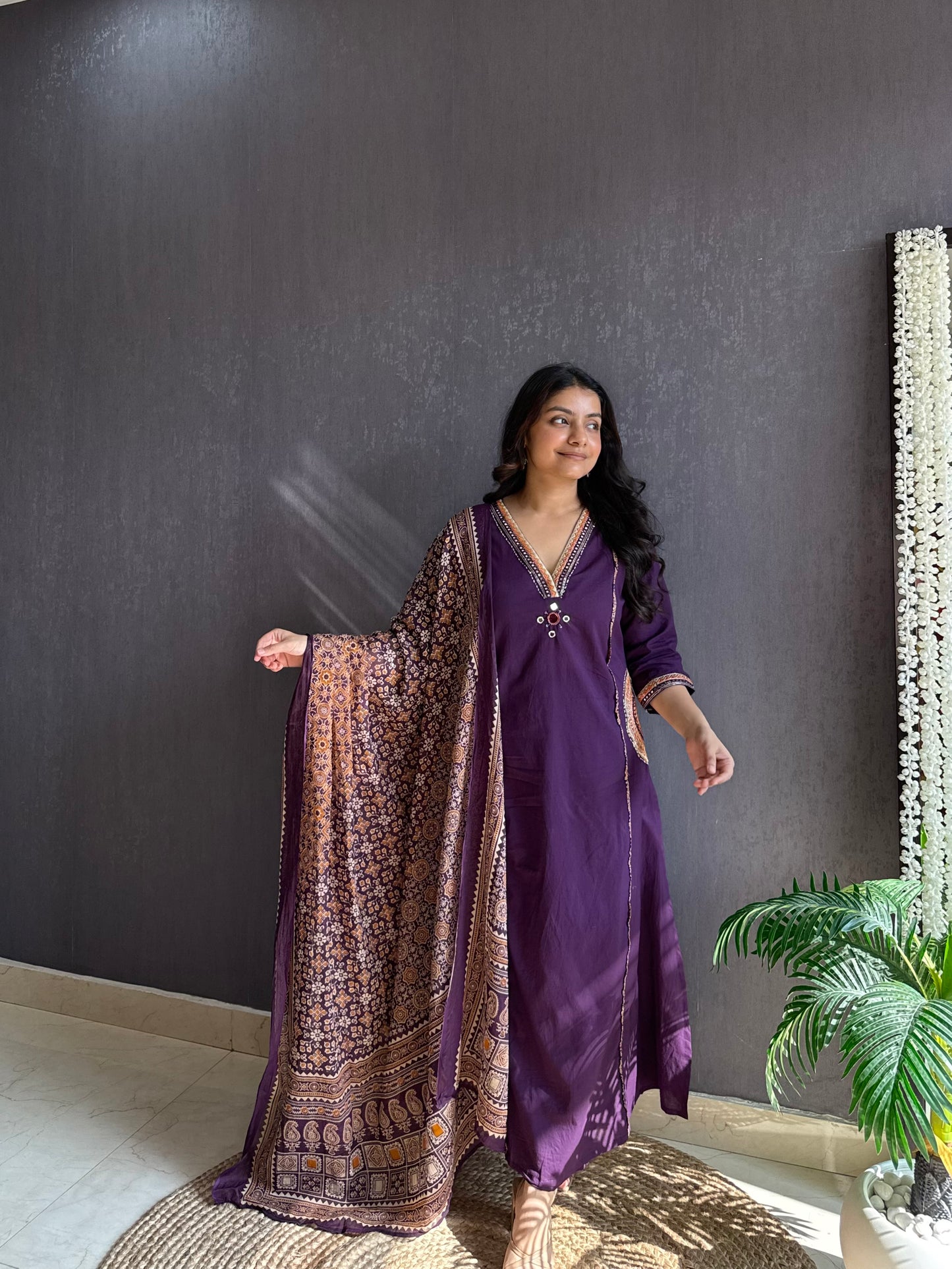 Pure cotton ajrakh A line suit set