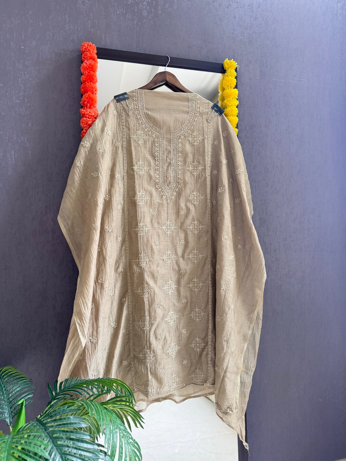 Luxurious Mul chanderi lucknowi handwork suit