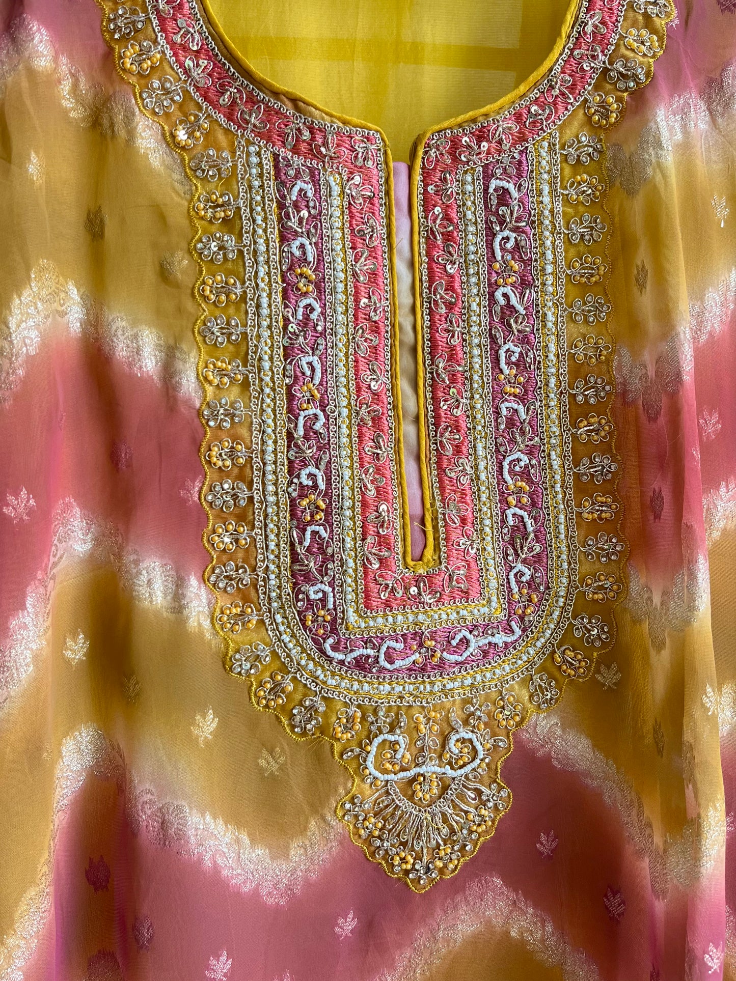 Benarsi organza handwork suit