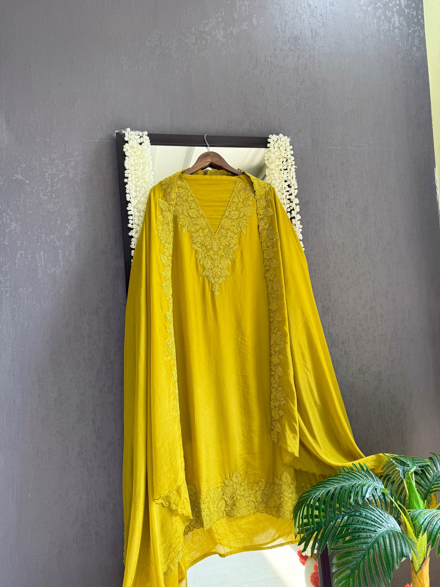 Luxurious aari work organza suit