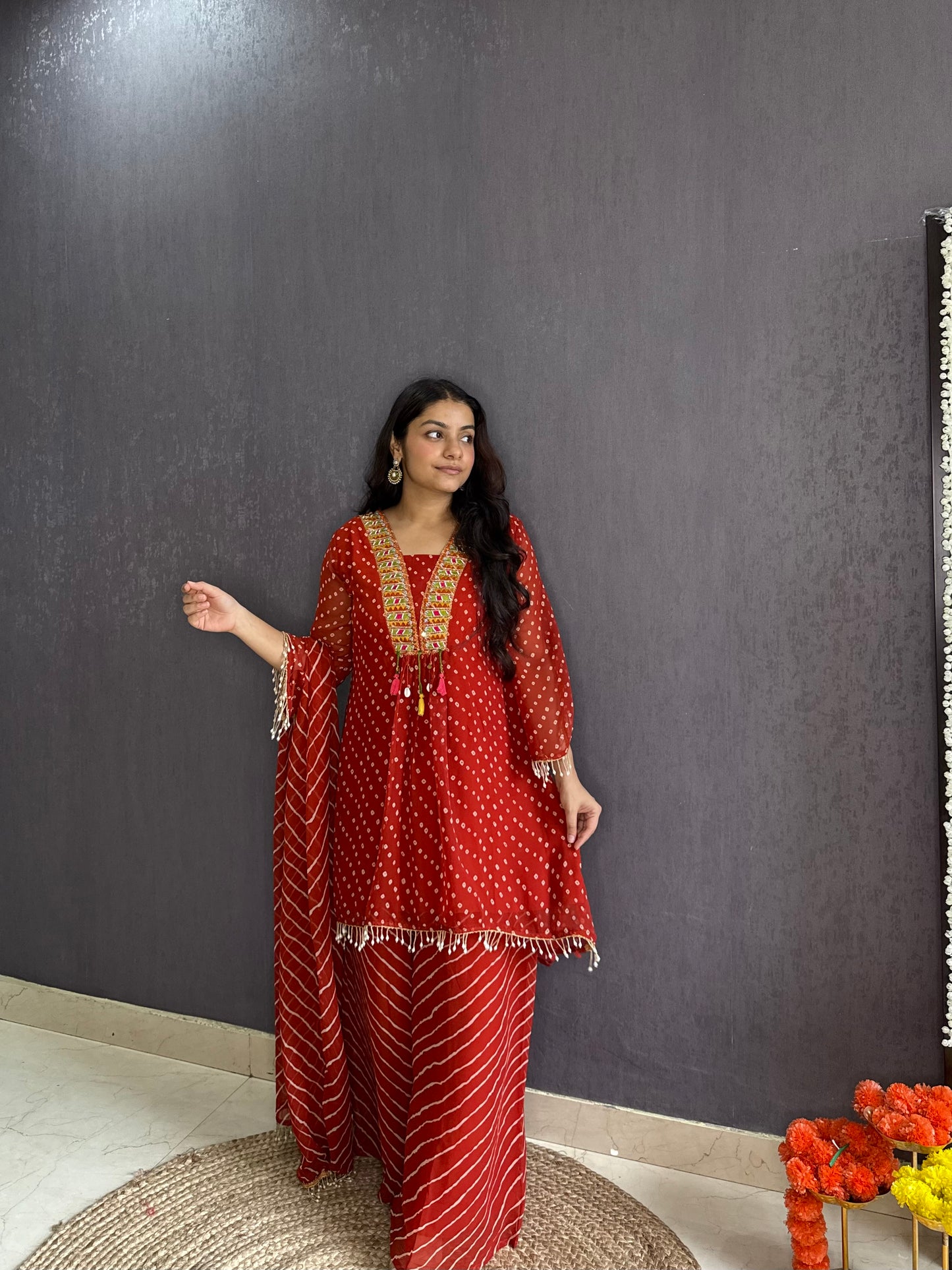 Handwork Bandhani Sharara suit