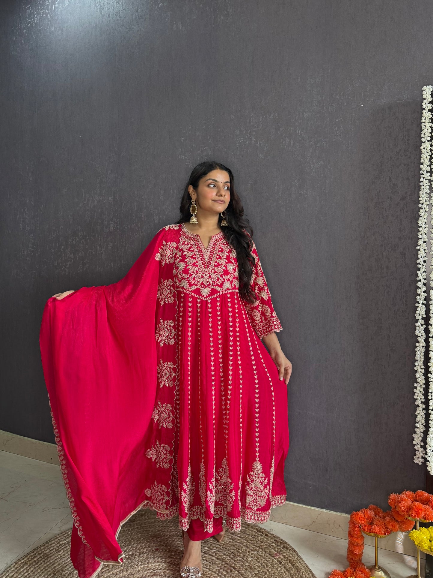 Kalidaar aari work Anarkali set