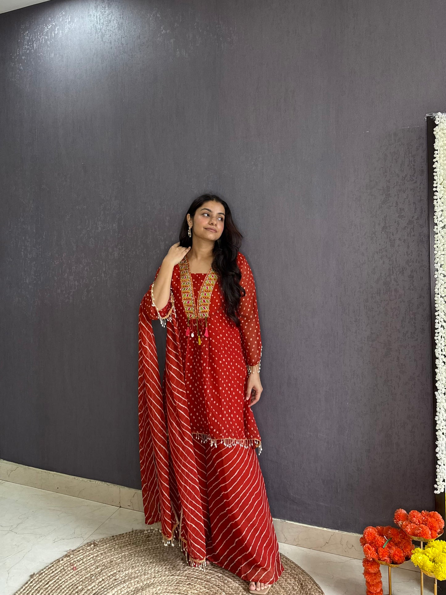 Handwork Bandhani Sharara suit