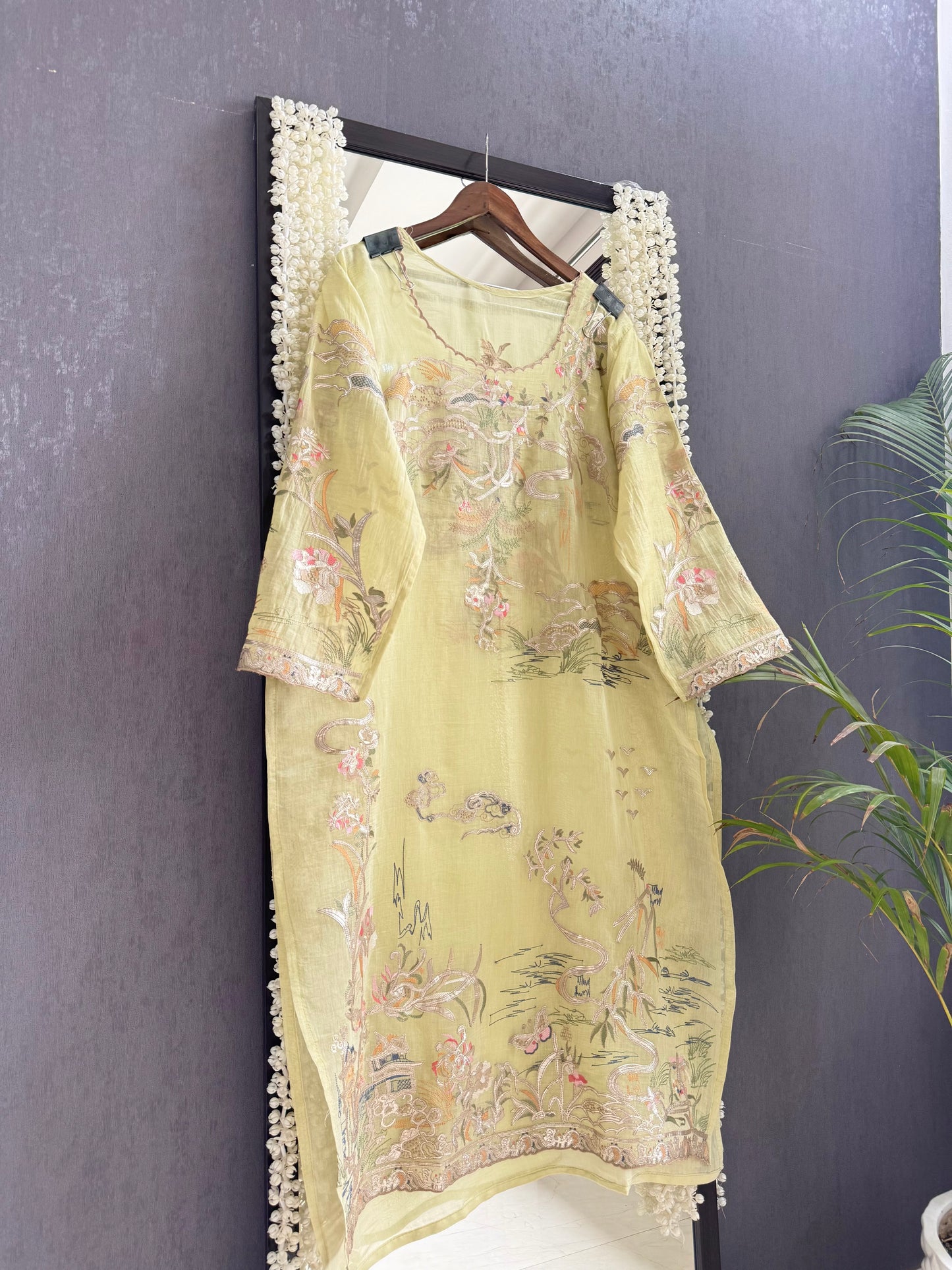 Luxurious Mul chanderi gota appliqué work suit