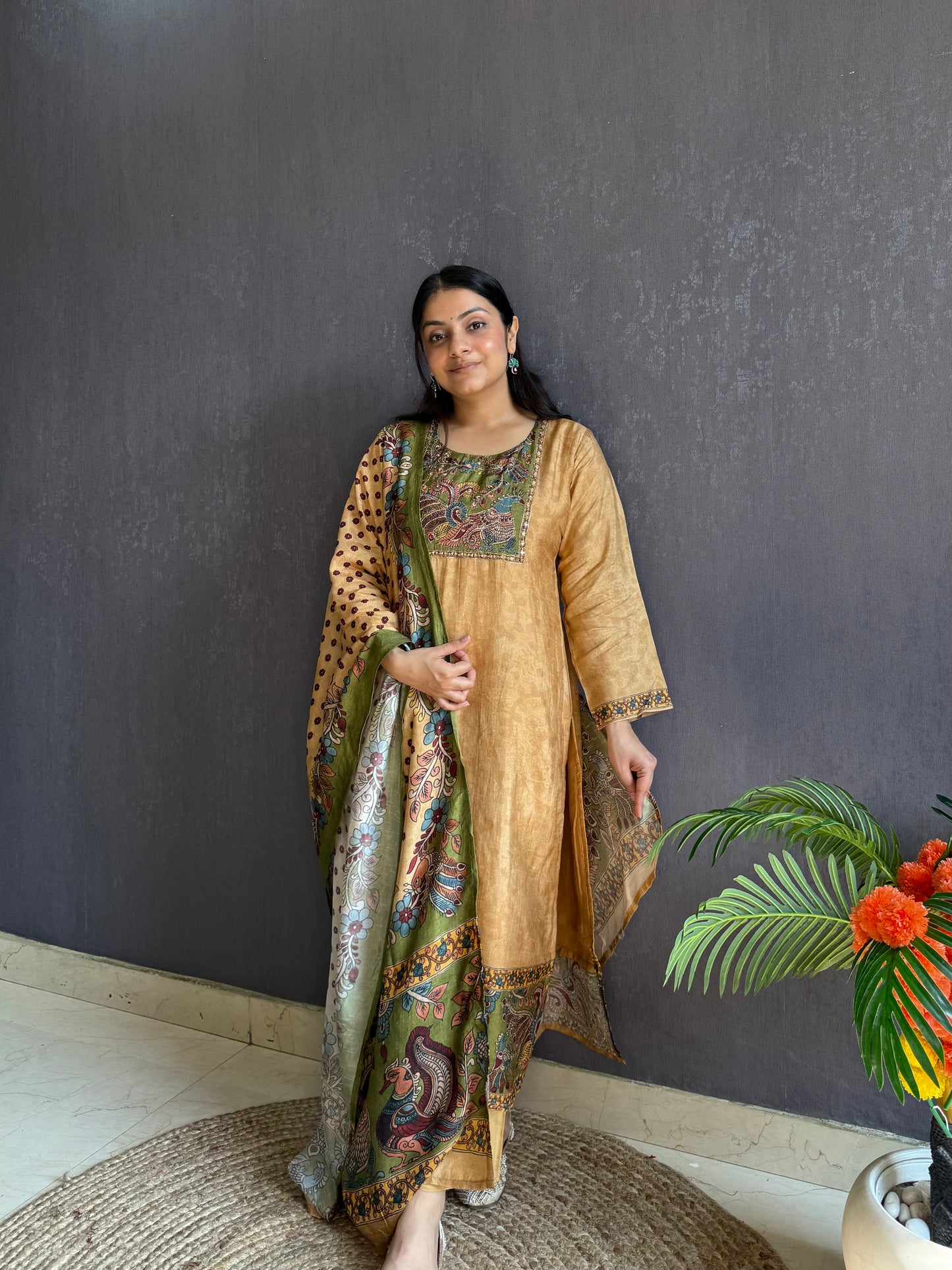 Tussar kalamkari suit set