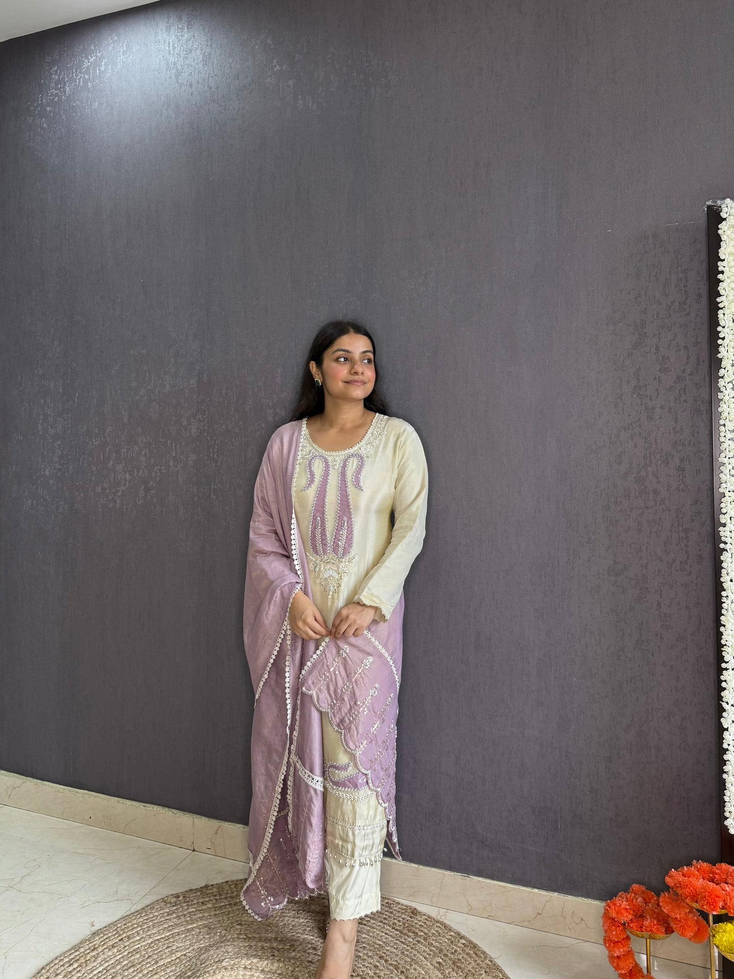 Tissue silk Handwork suit set
