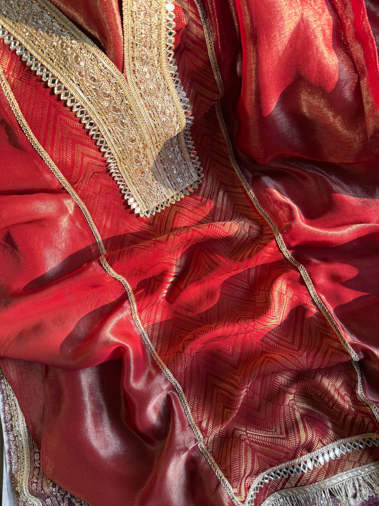 Luxurious Tissue silk Aari work suit