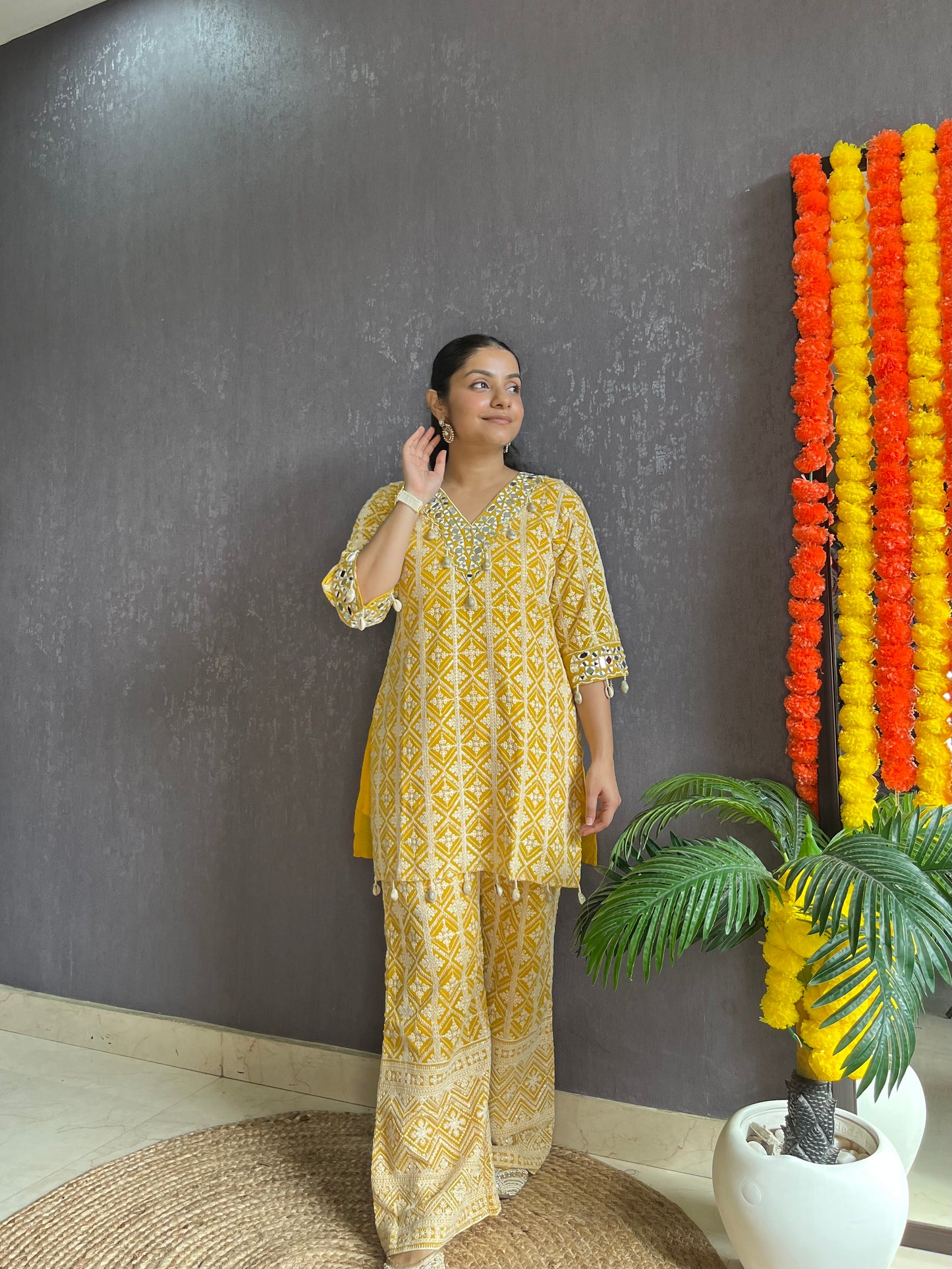 Lucknowi mirrorwork festive Coord set
