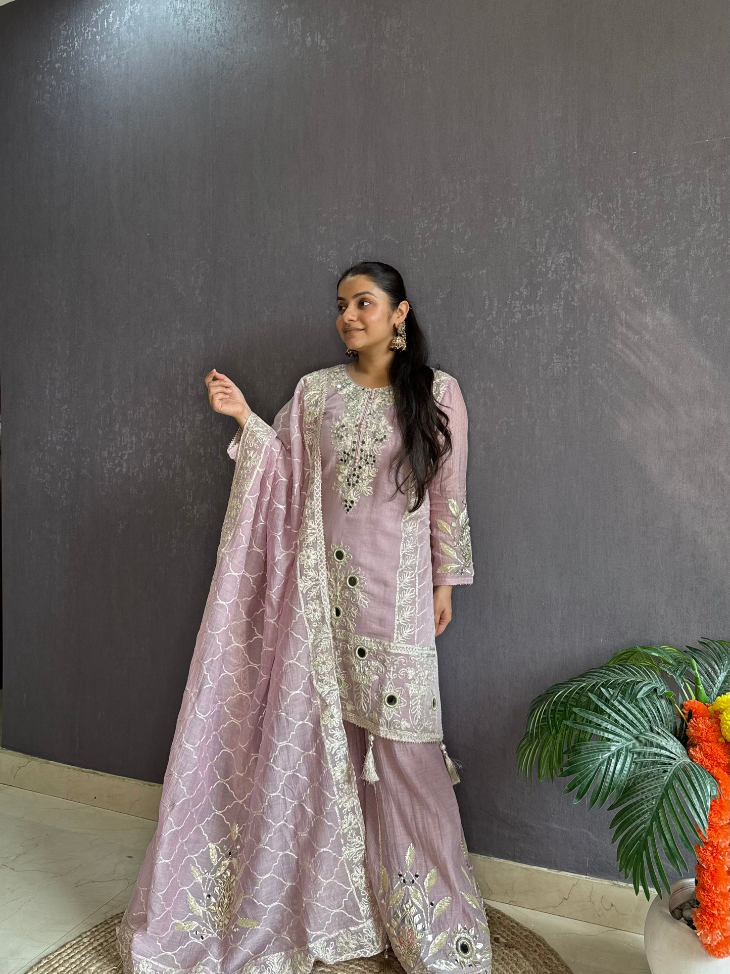 Luxurious mul cotton gotapatti sharara set