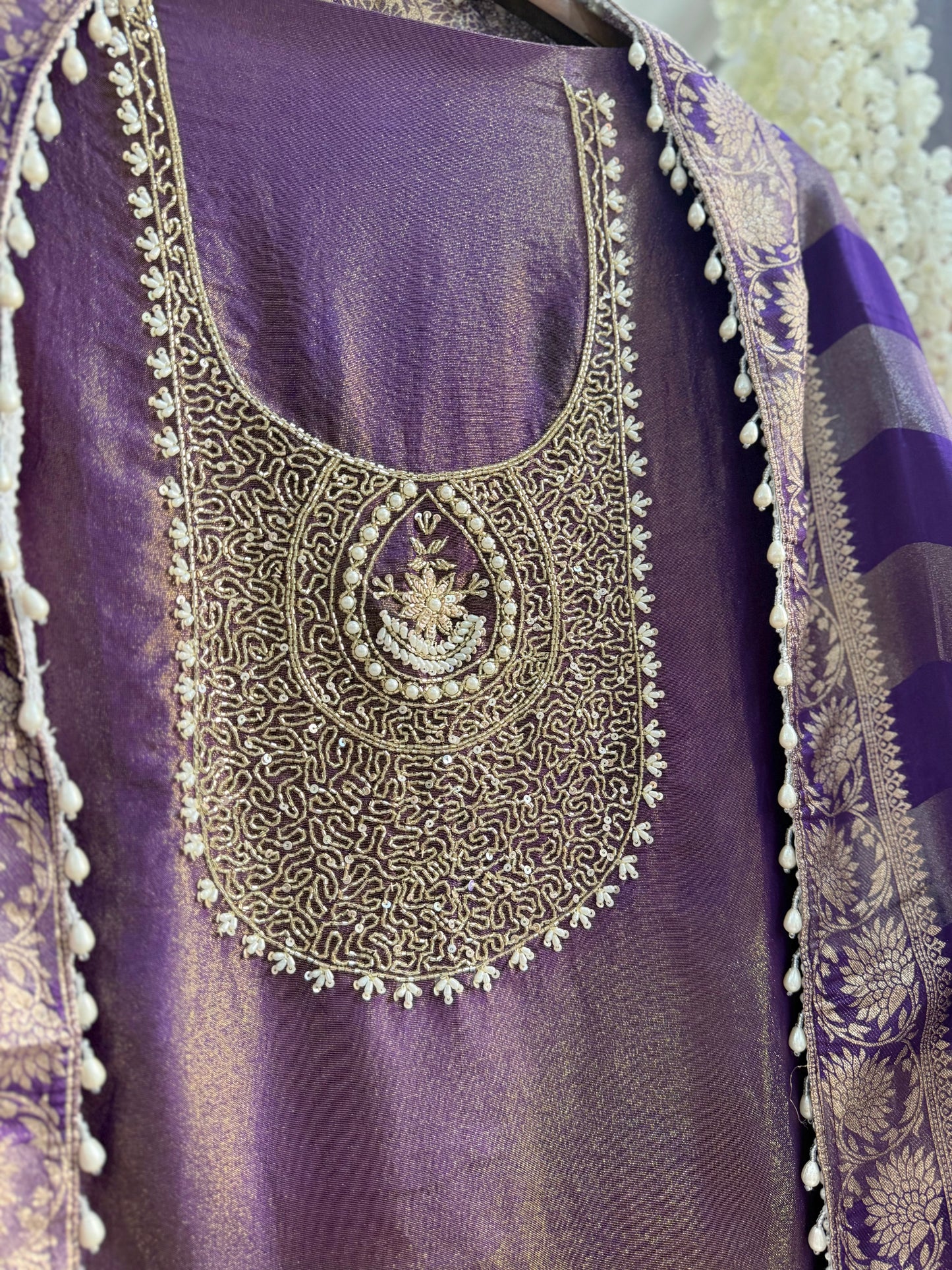 Tissue silk benarsi handwork suit