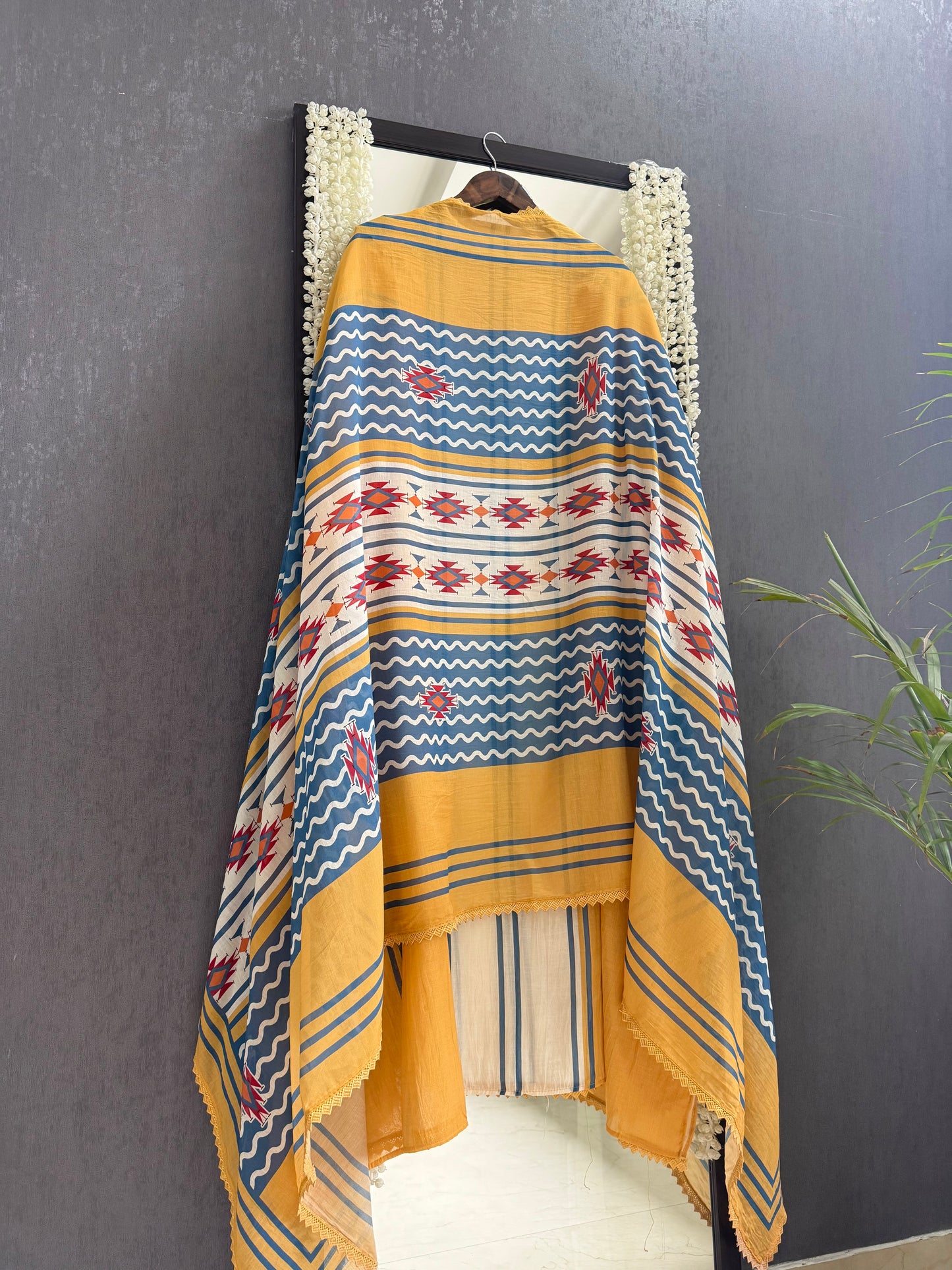 Mulmul cotton ikkat suit
