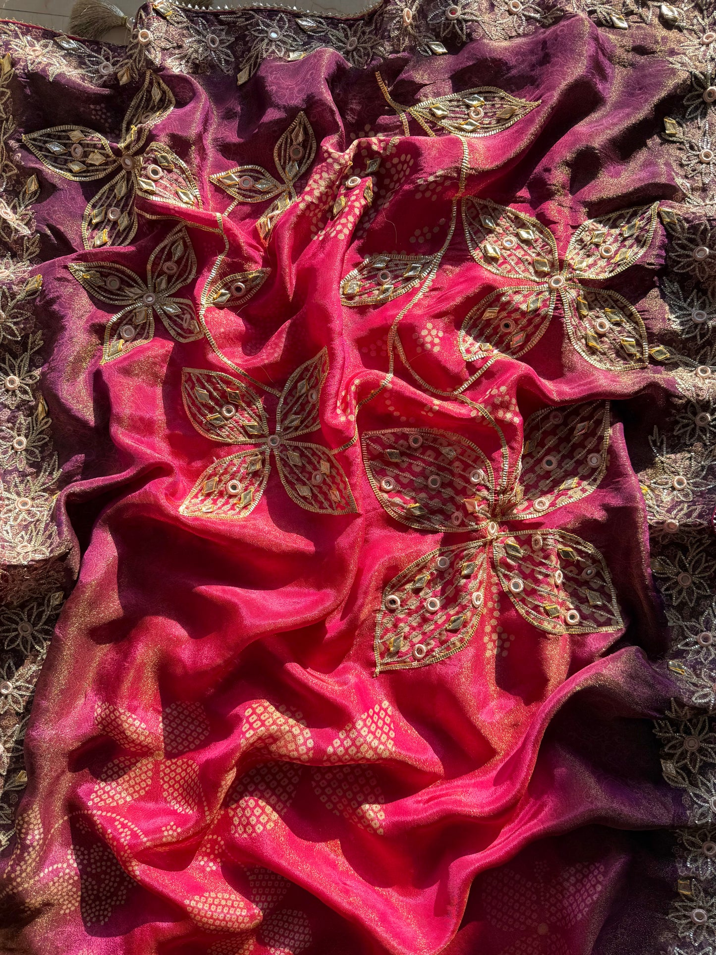 Luxurious Bhandej ombré gotapatti suits