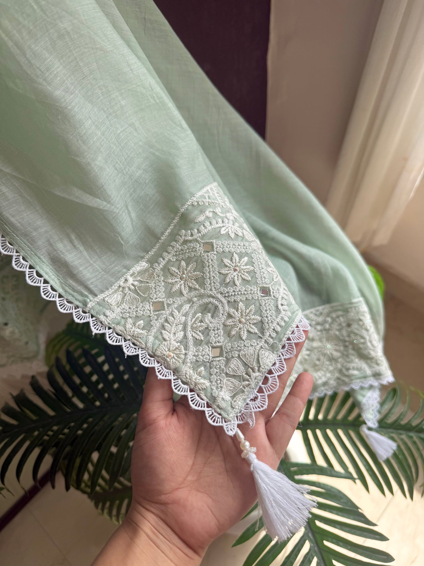 Luxurious Mul chanderi lucknowi handwork suit