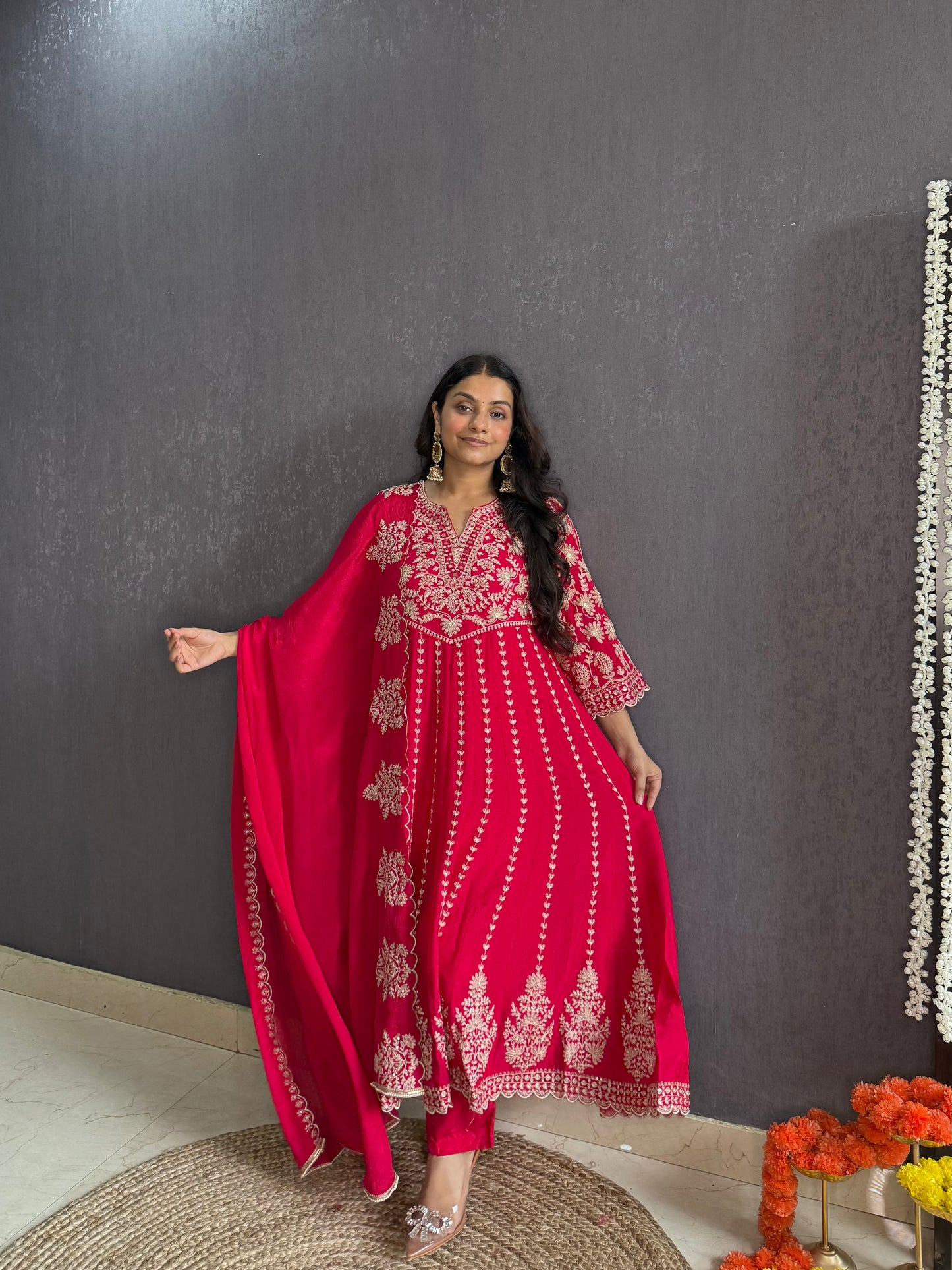 Kalidaar aari work Anarkali set