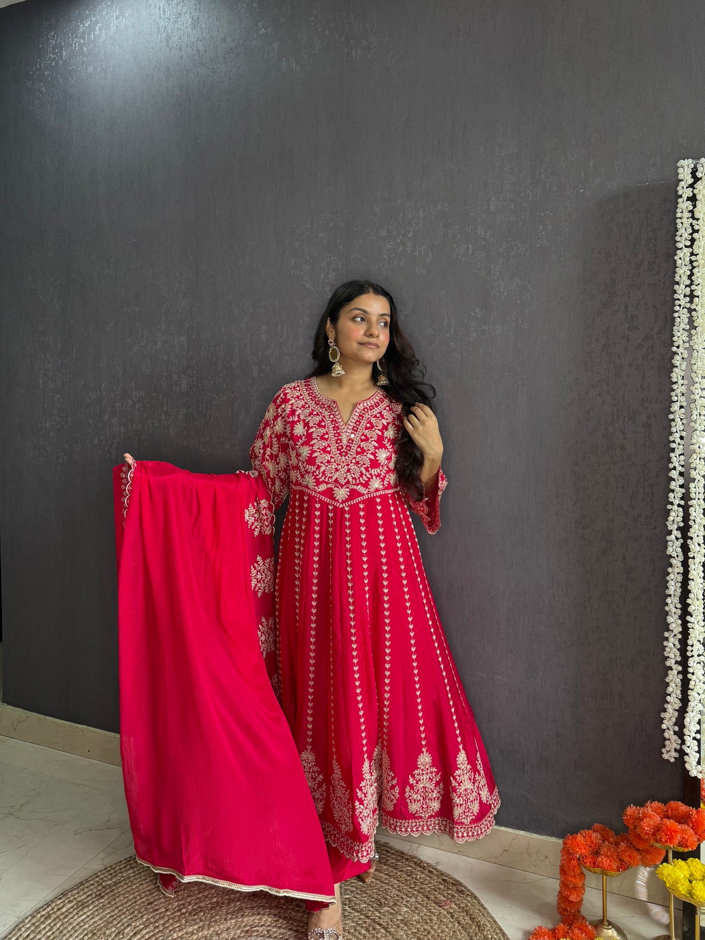 Kalidaar aari work Anarkali set