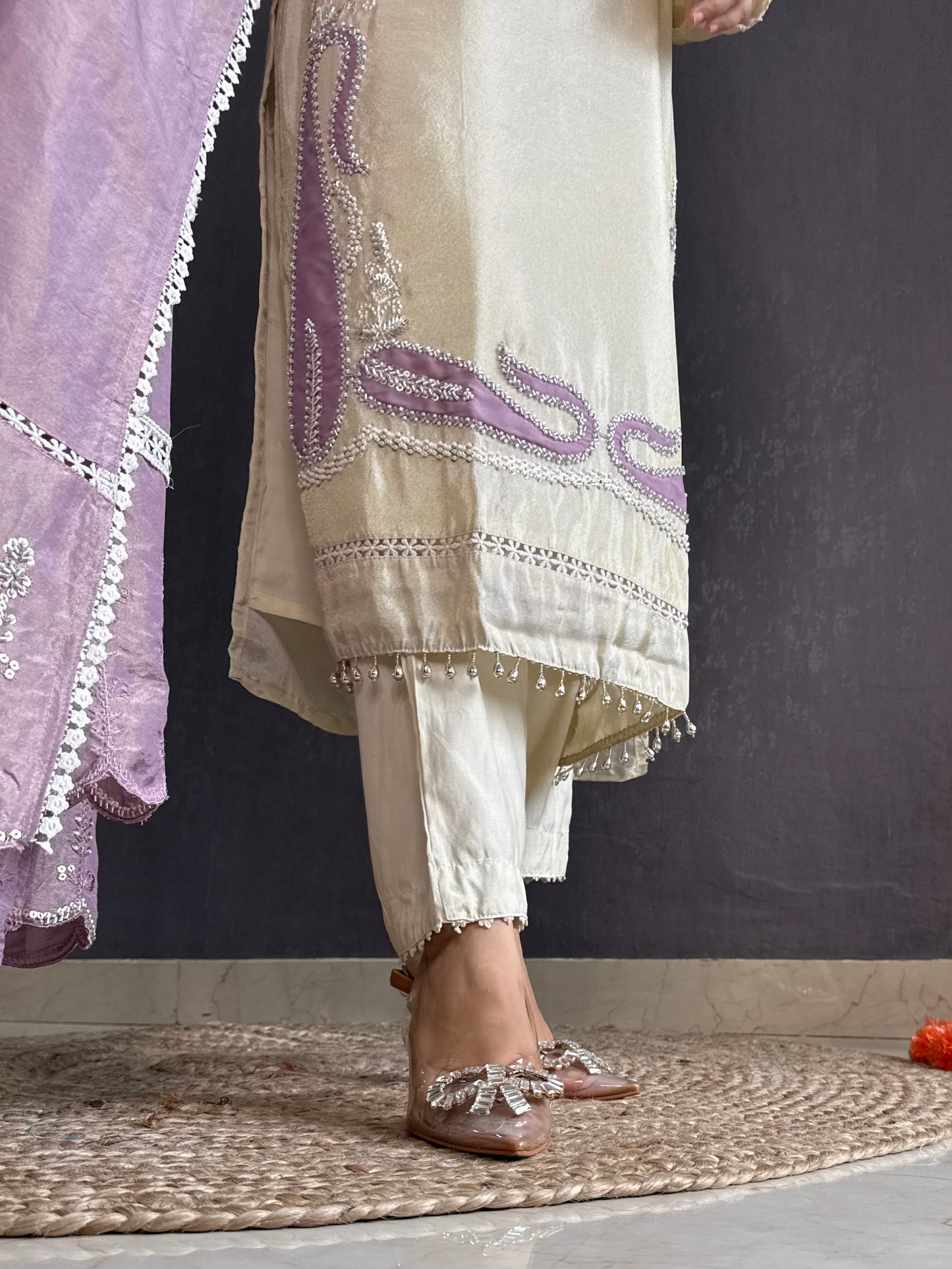 Tissue silk Handwork suit set
