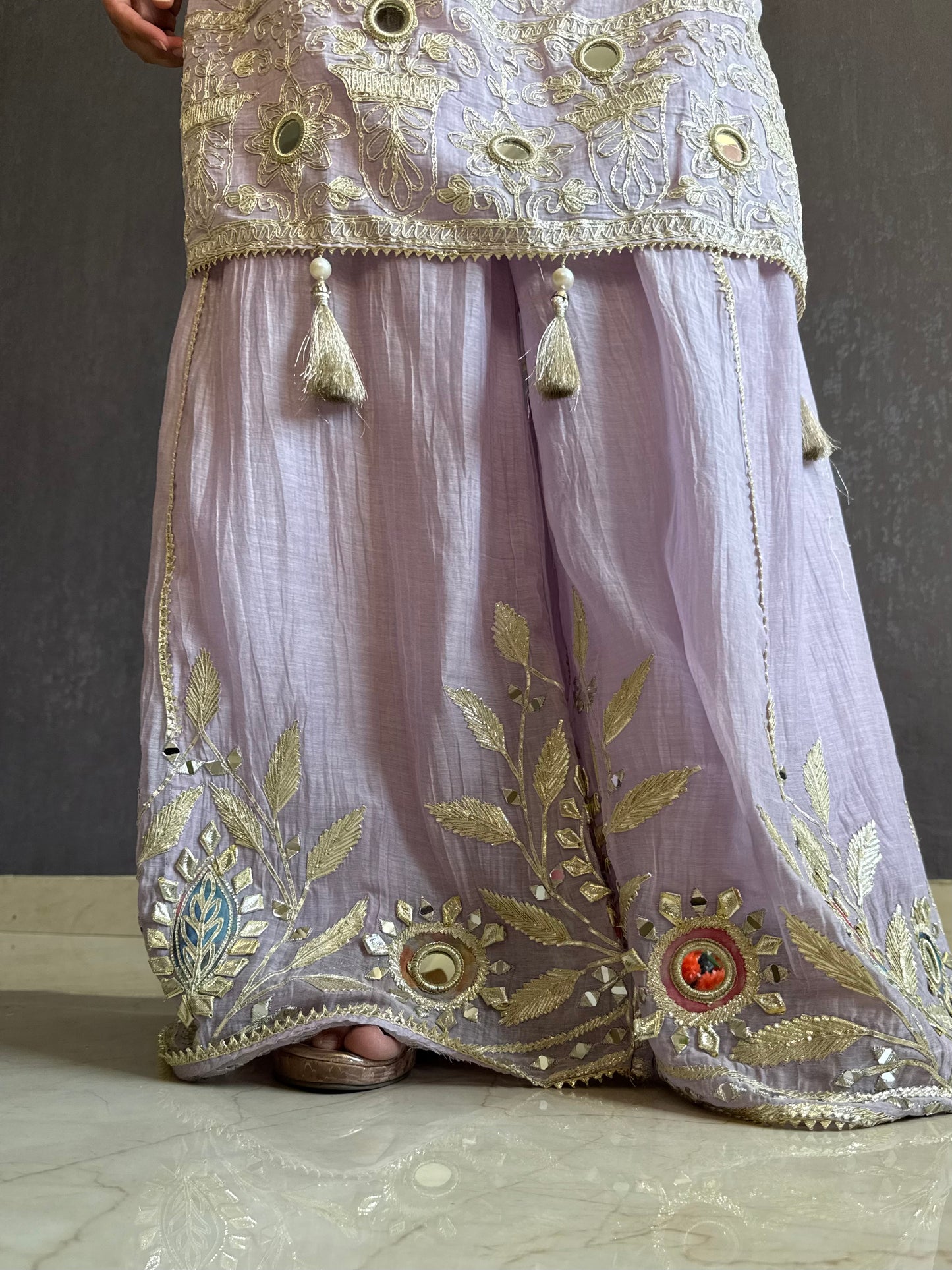 Luxurious mul cotton gotapatti sharara set