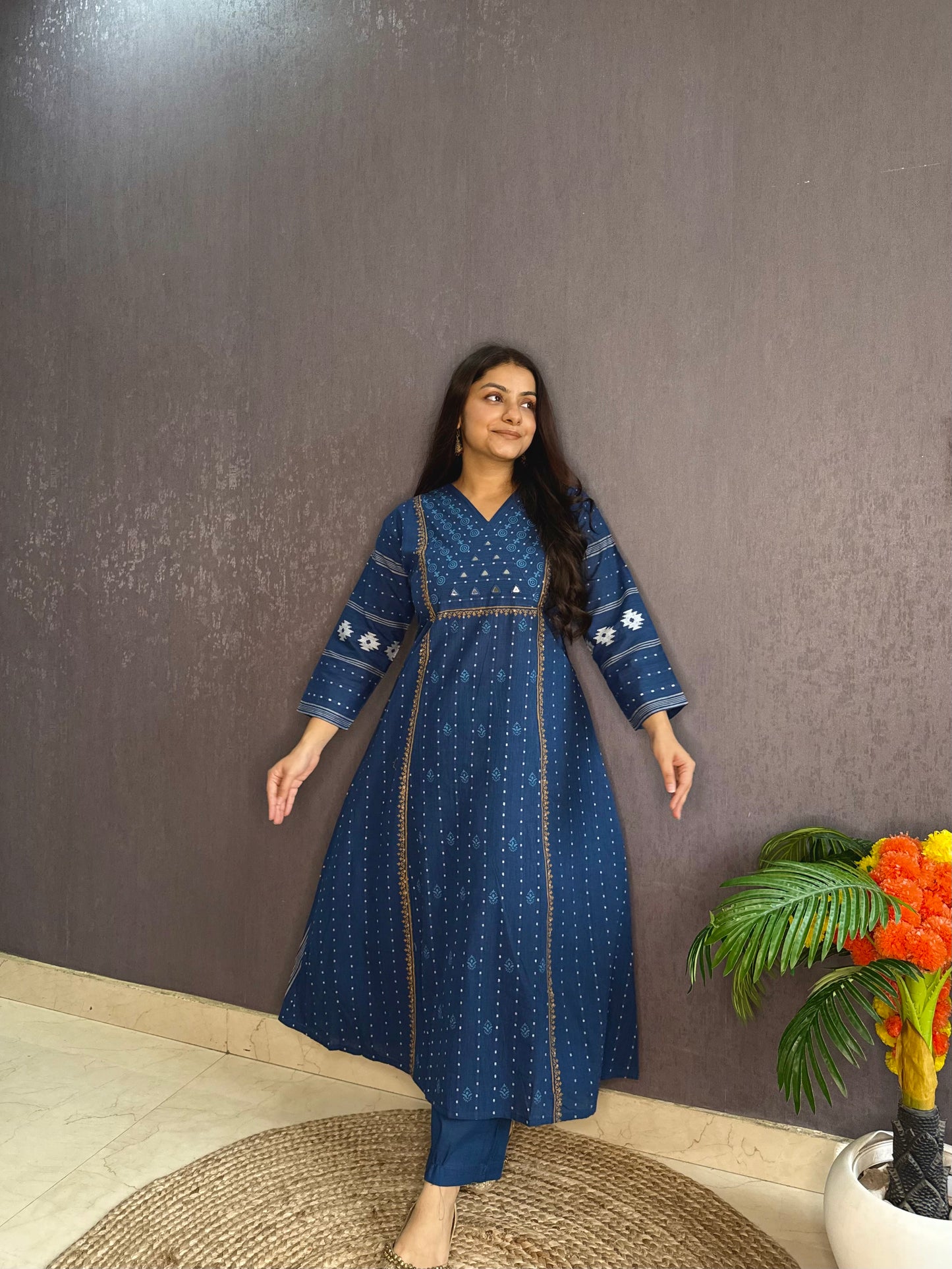Jamdani Mirror cotton A line suit set