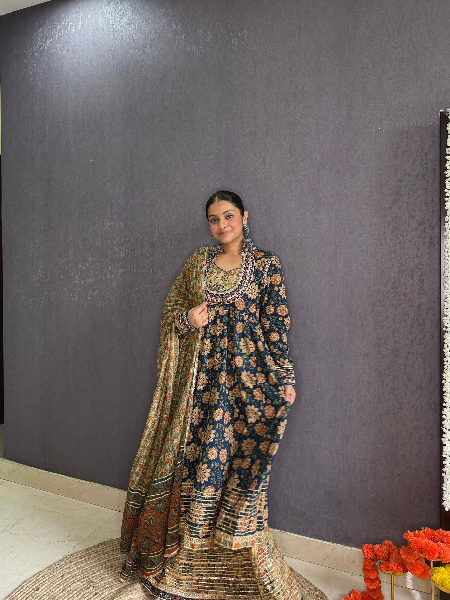 Pure cotton gota double Anarkali