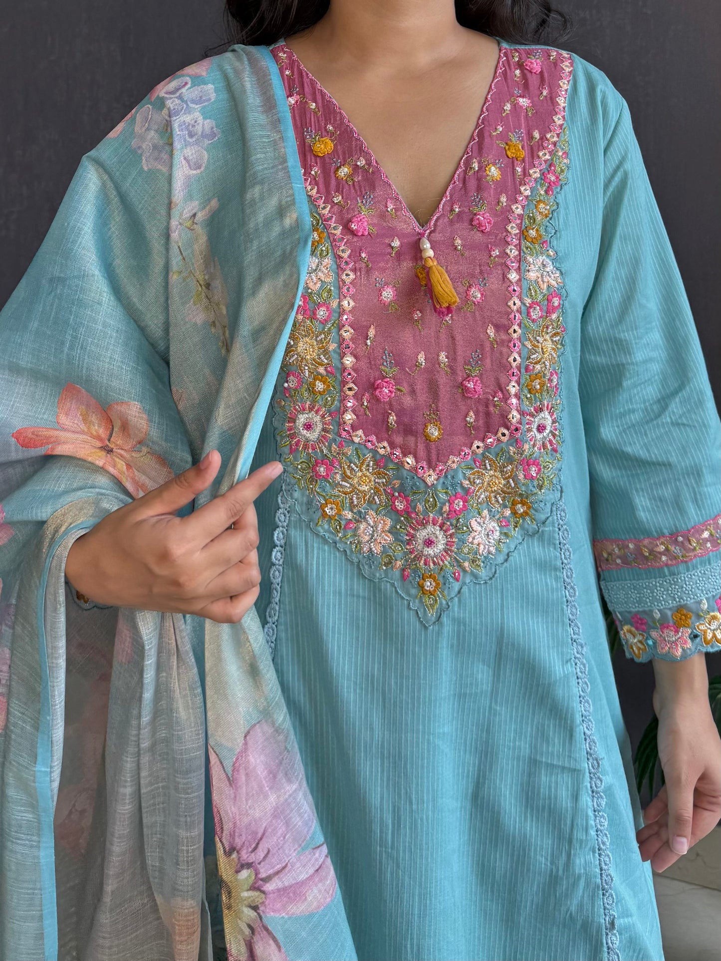 Aline cotton Handwork suit