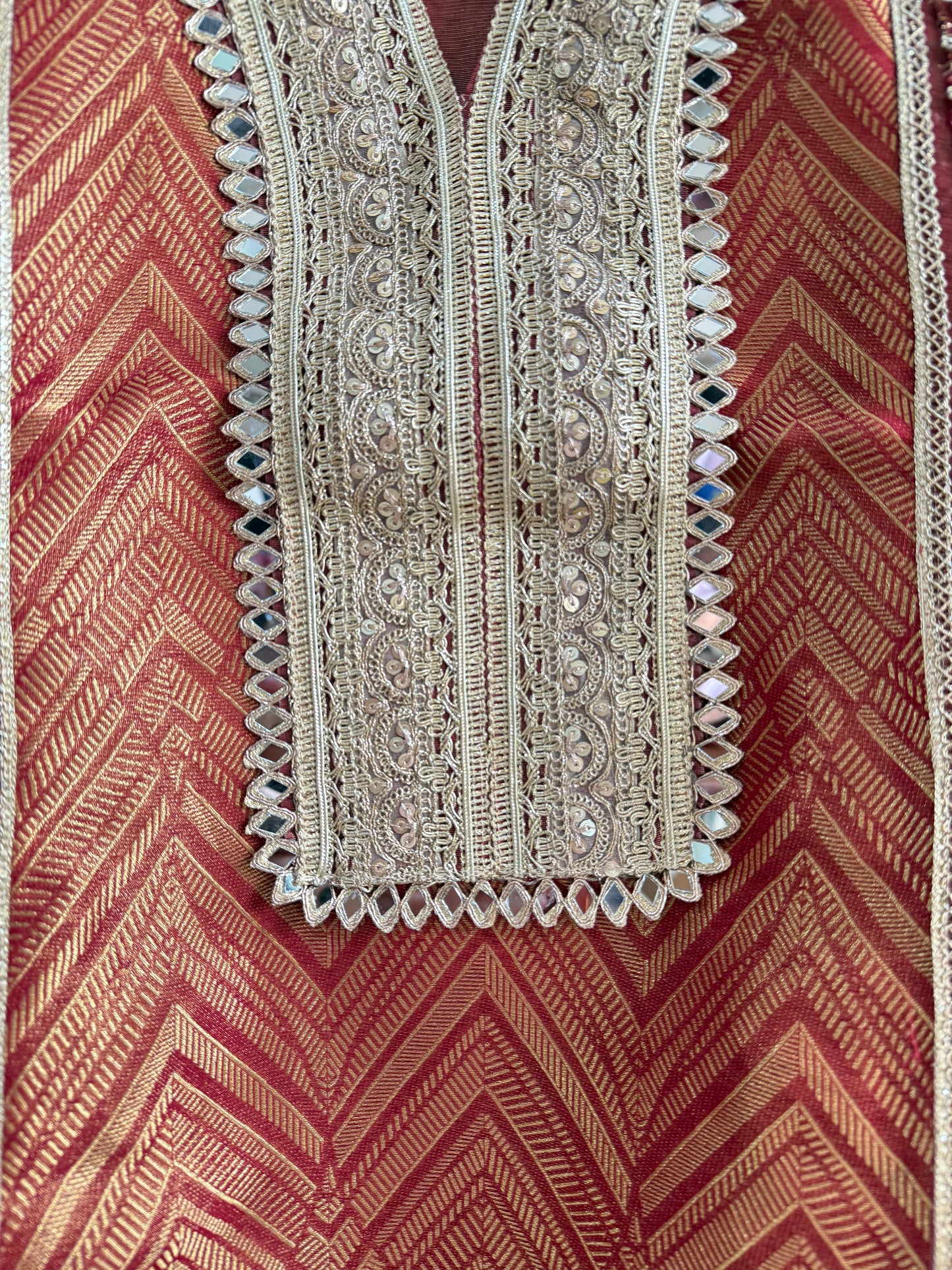 Luxurious Tissue silk Aari work suit
