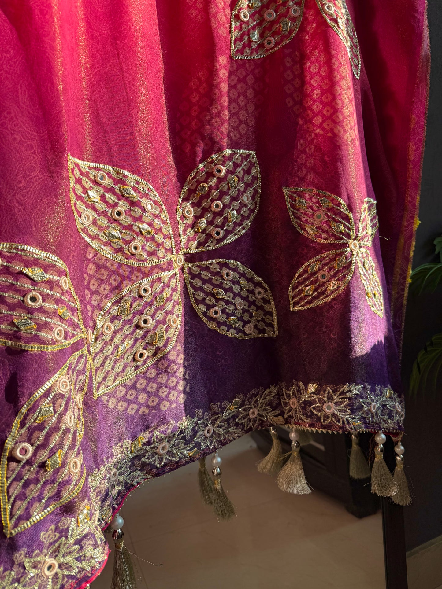 Luxurious Bhandej ombré gotapatti suits