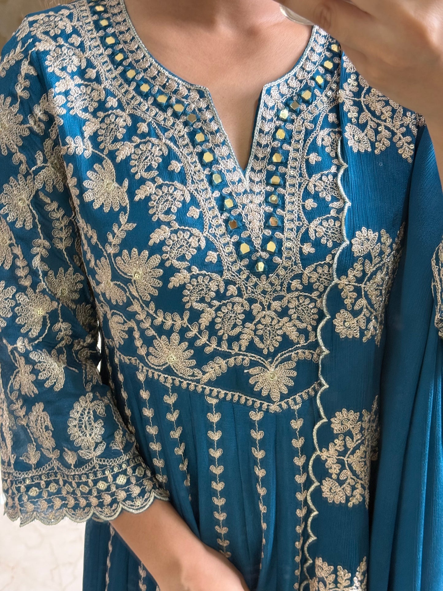 Kalidaar aari work Anarkali set
