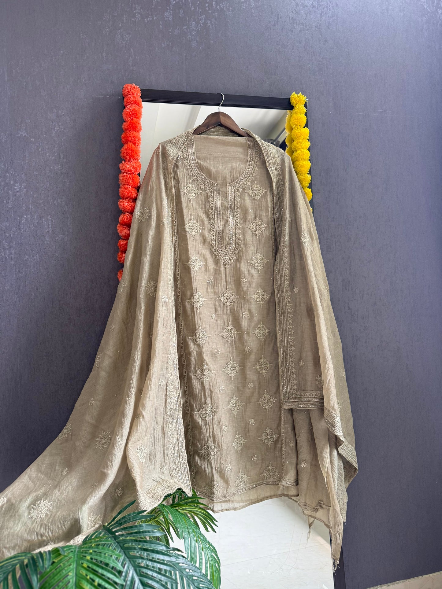 Luxurious Mul chanderi lucknowi handwork suit