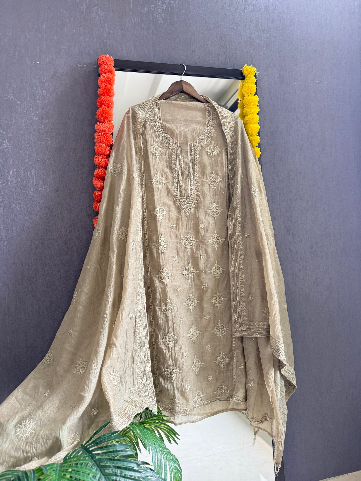Luxurious Mul chanderi lucknowi handwork suit