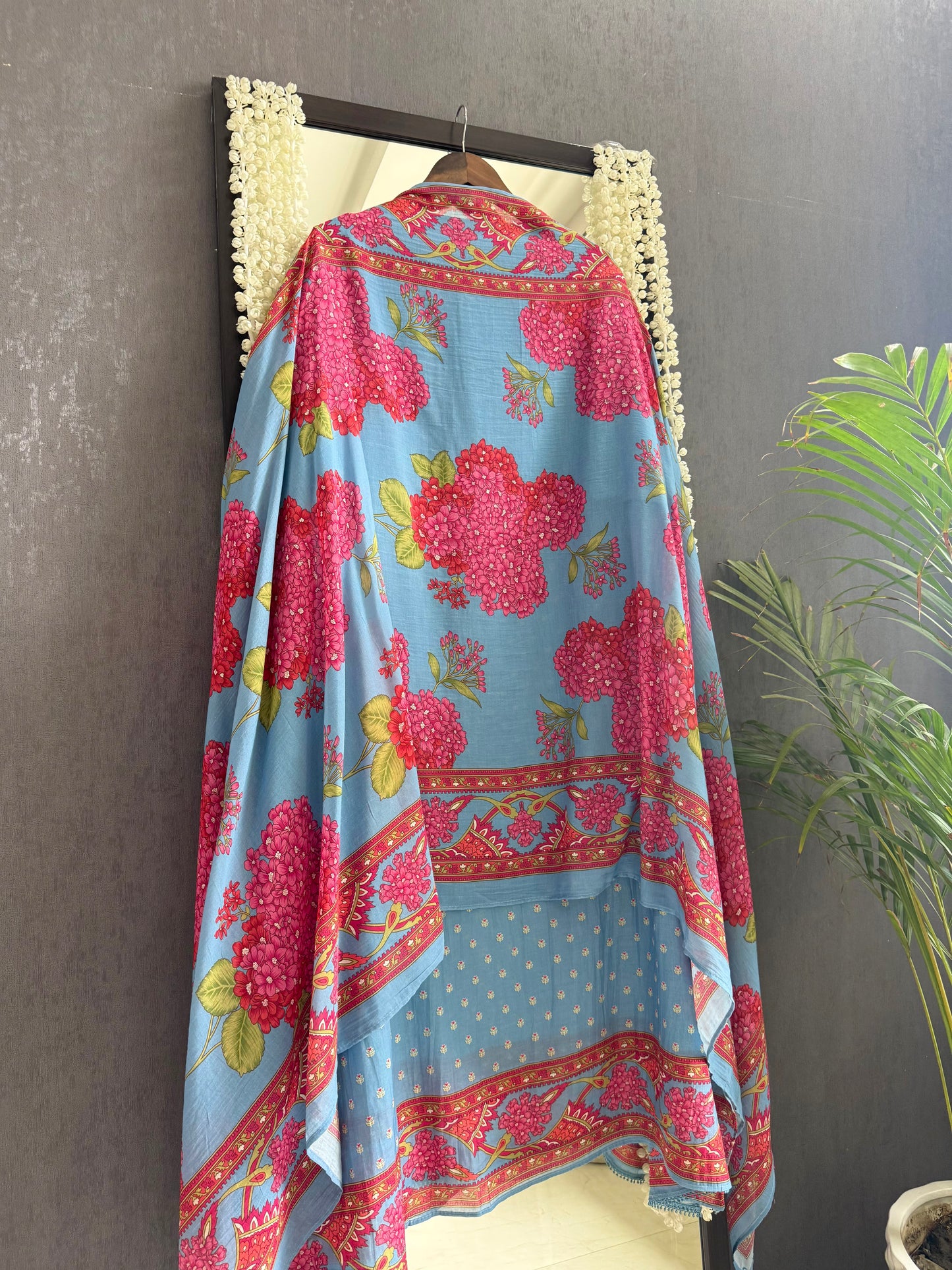 Mulmul cotton bougainvillea suit