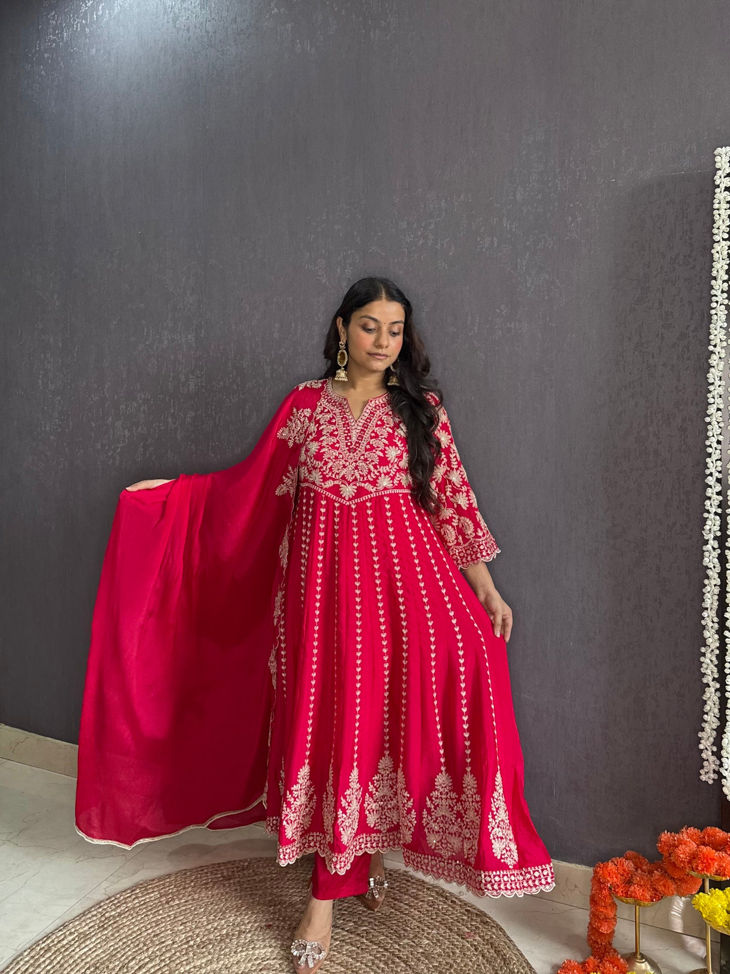 Kalidaar aari work Anarkali set