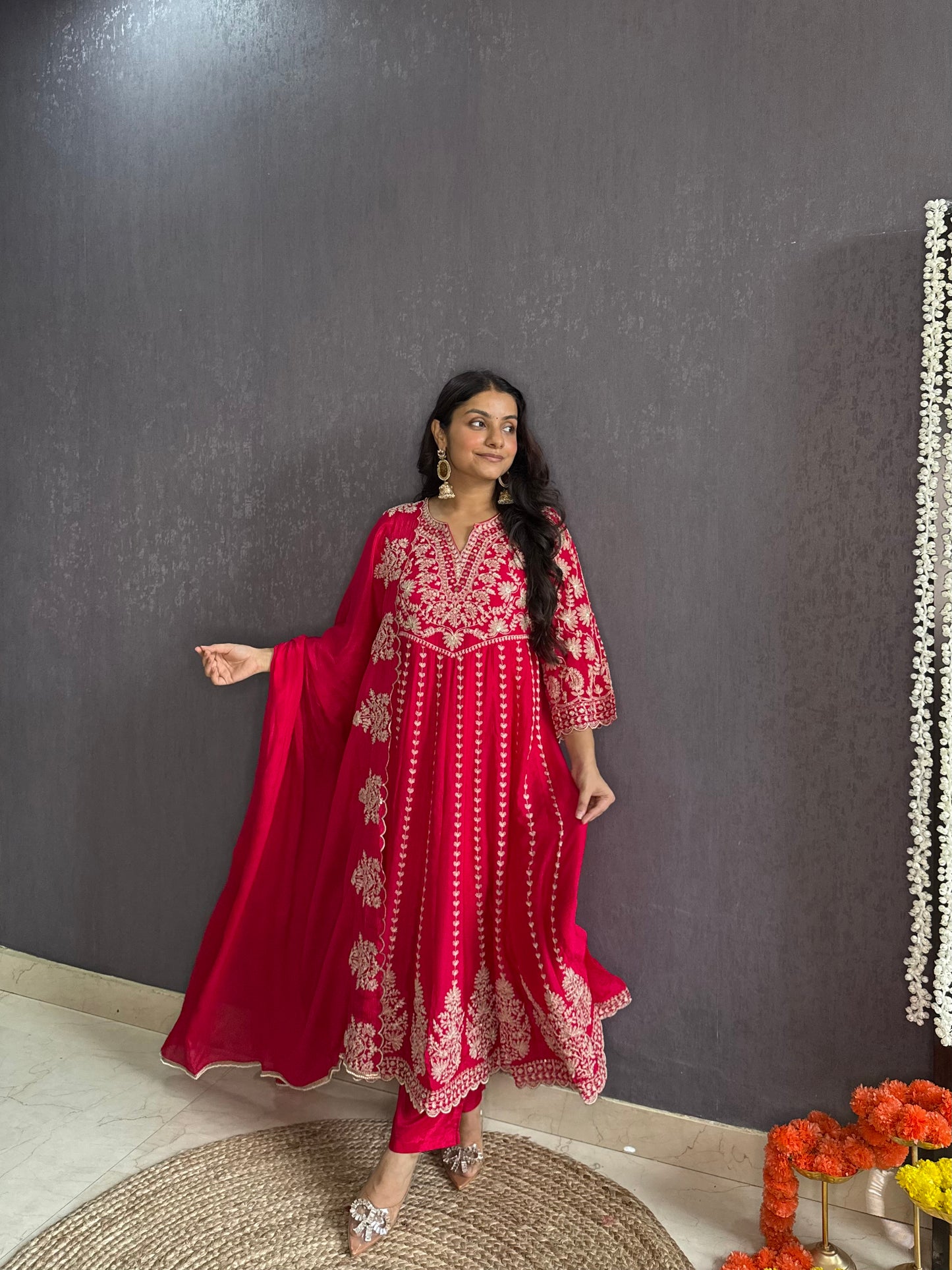 Kalidaar aari work Anarkali set