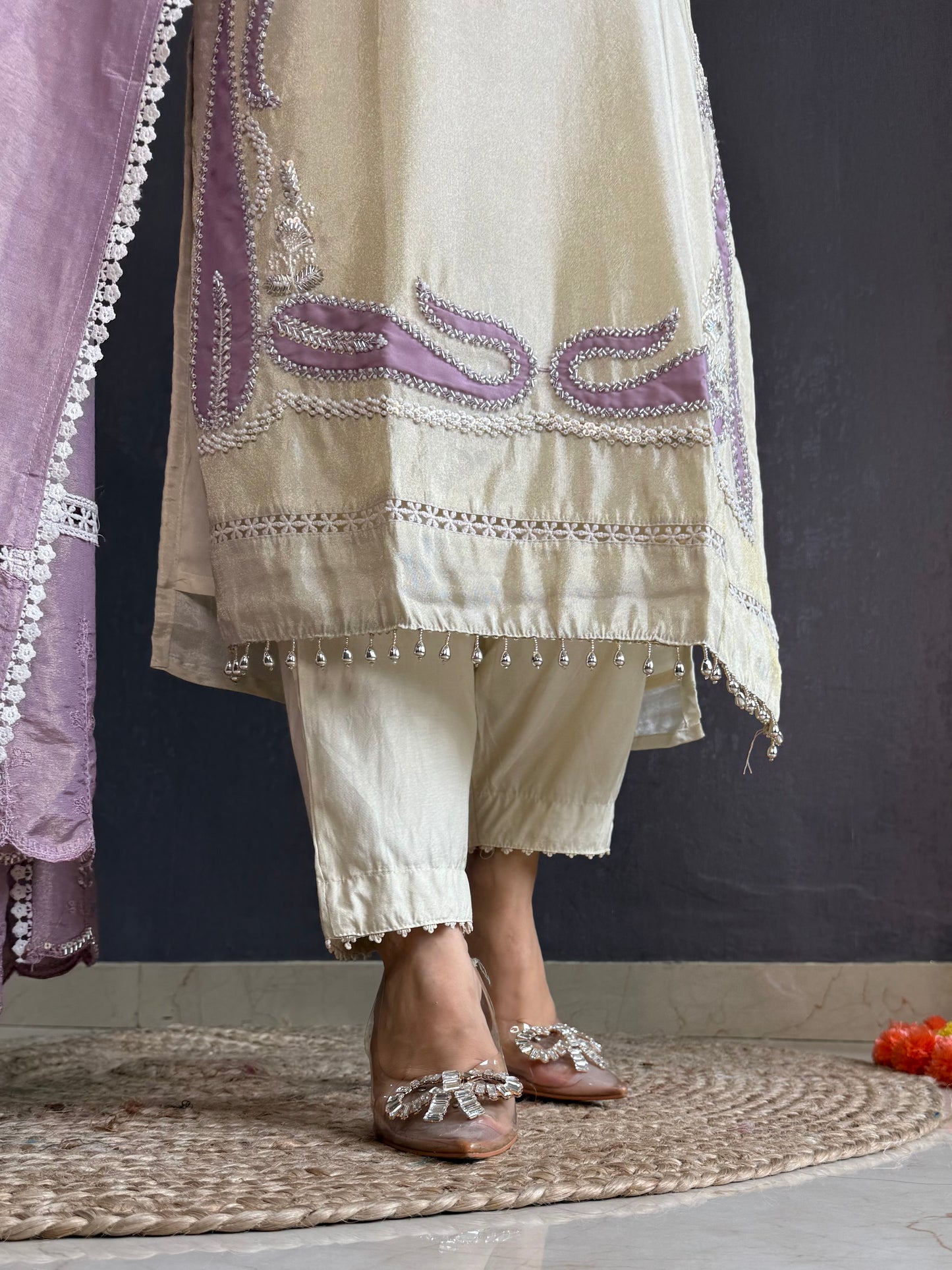 Tissue silk Handwork suit set