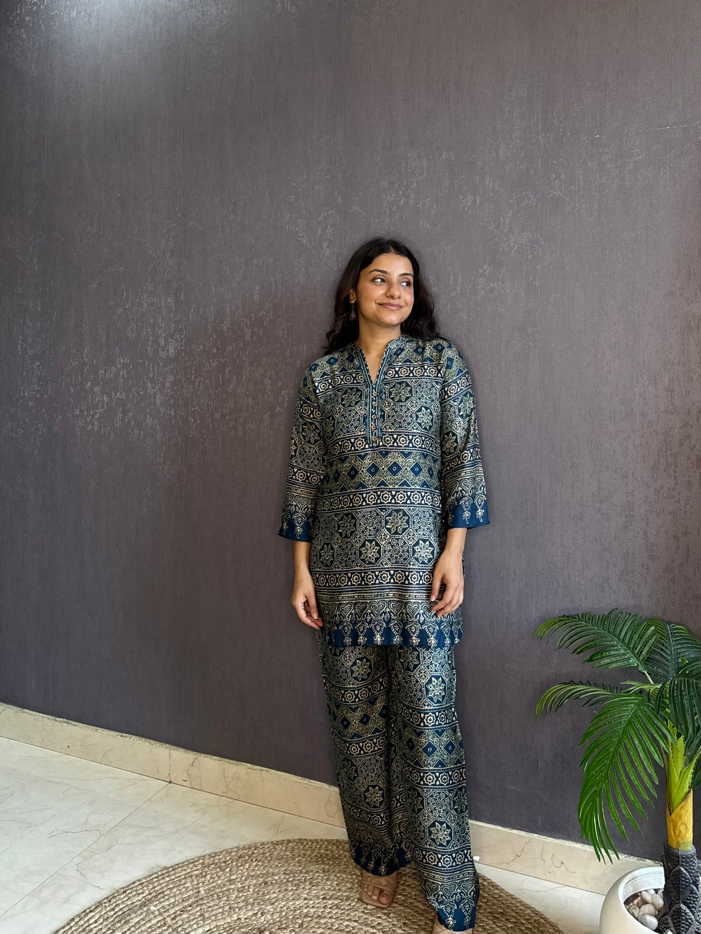 Modal cotton Ajrakh Coord set