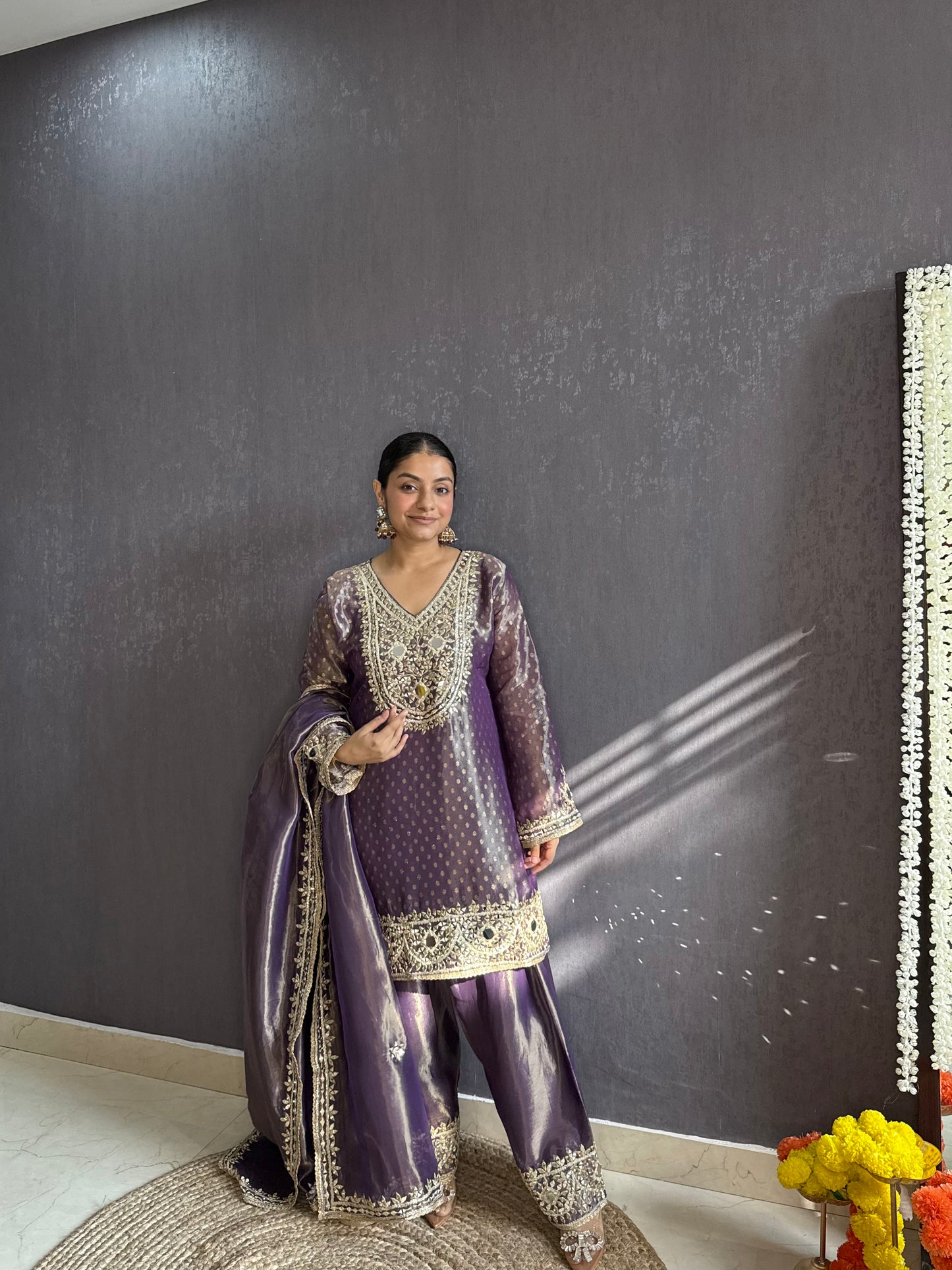 Luxurious mirrorwork farshi salwar set