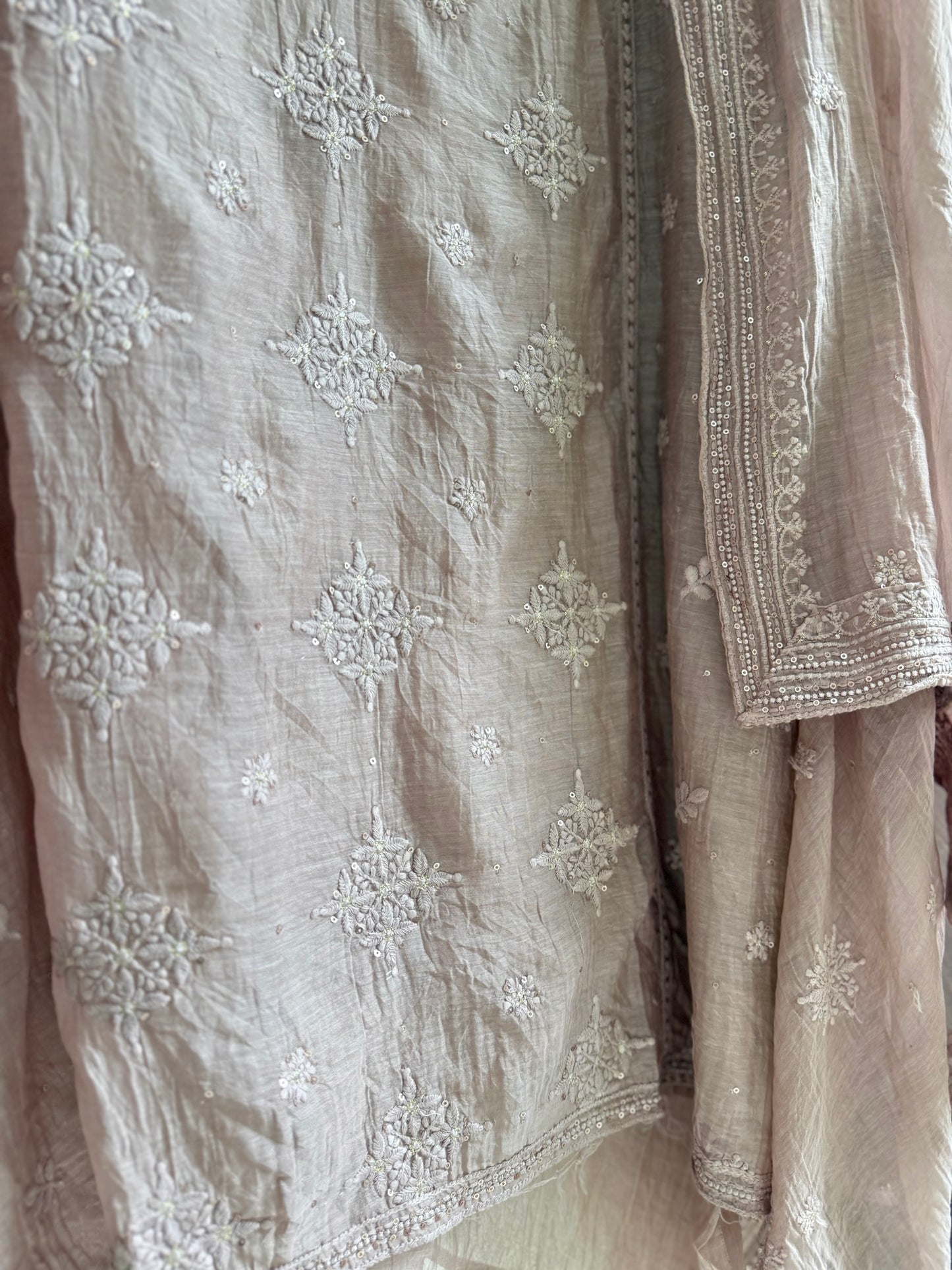 Luxurious Mul chanderi lucknowi handwork suit
