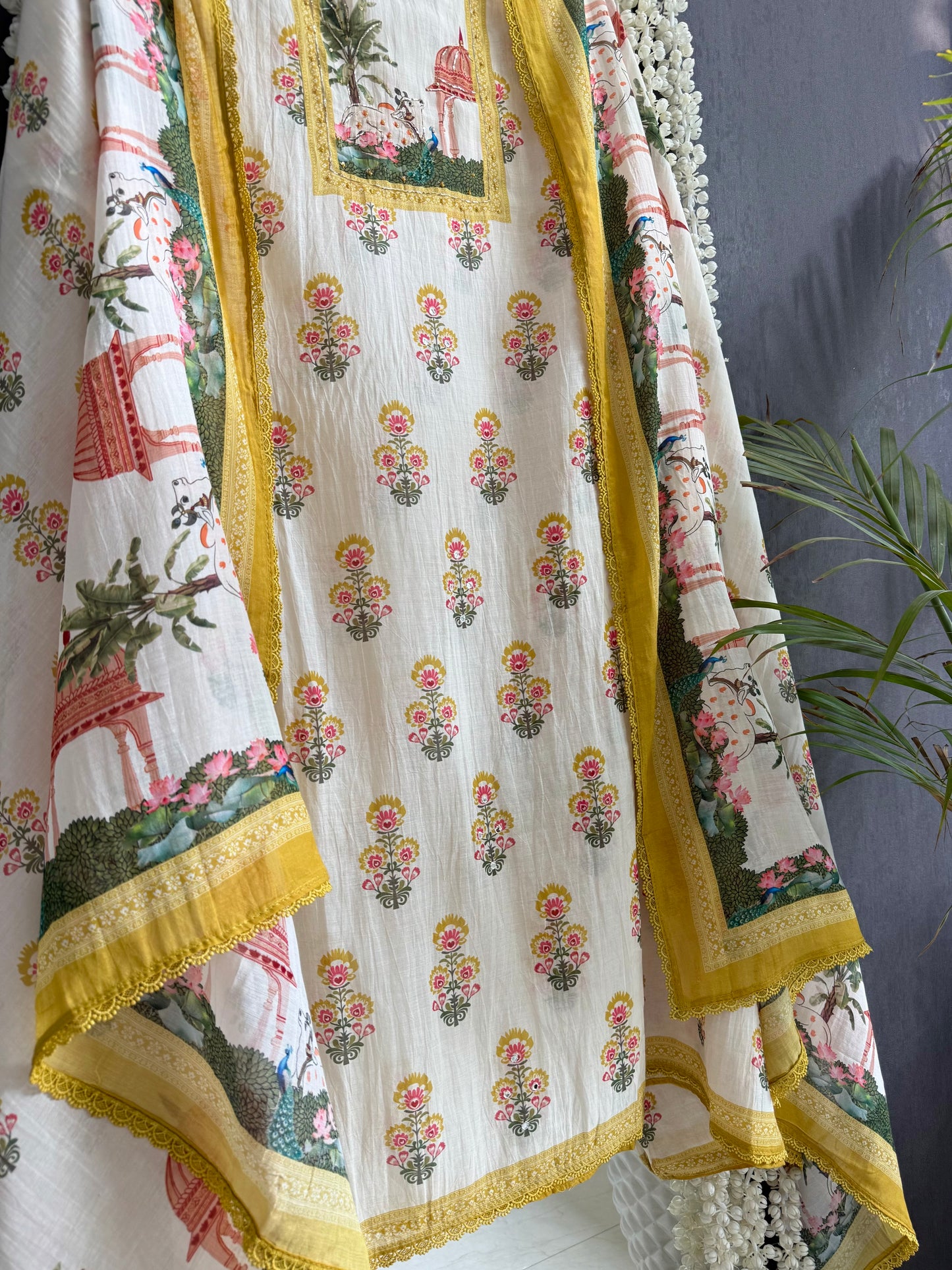 Mulmul cotton divine pichwai suit