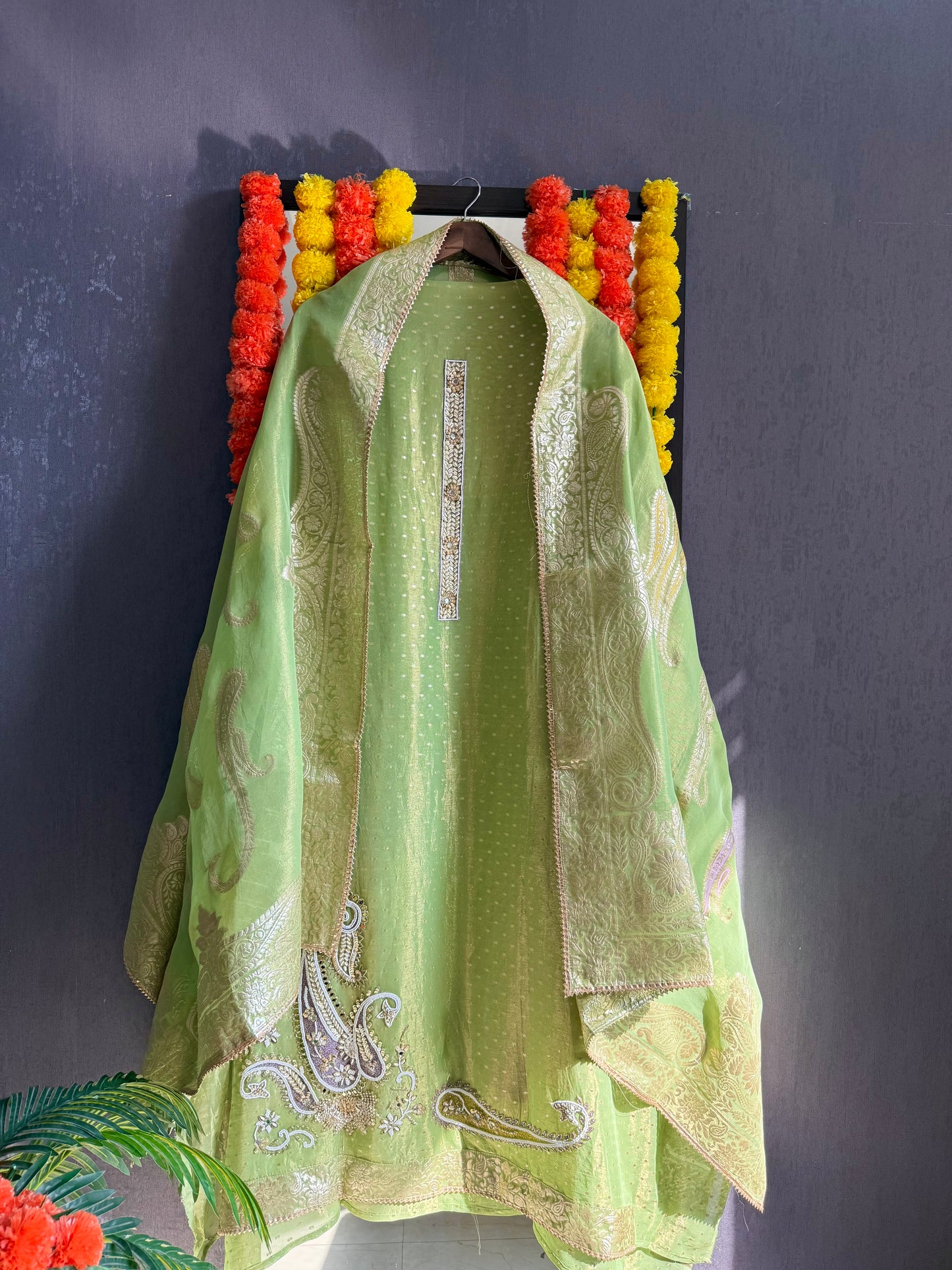 Luxurious handwork Tissue Benarsi silk suit