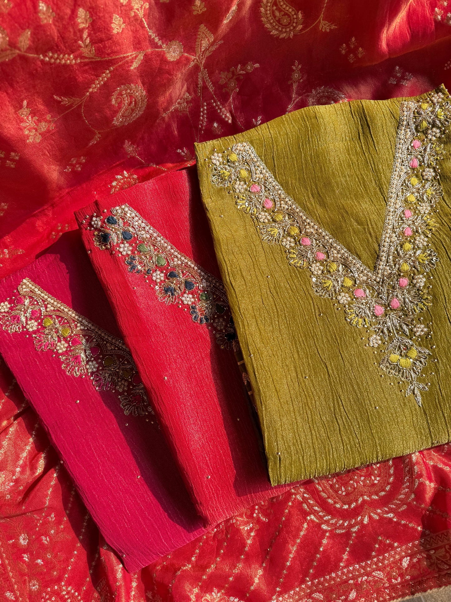Premium Benarsi crush tissue handwork suit