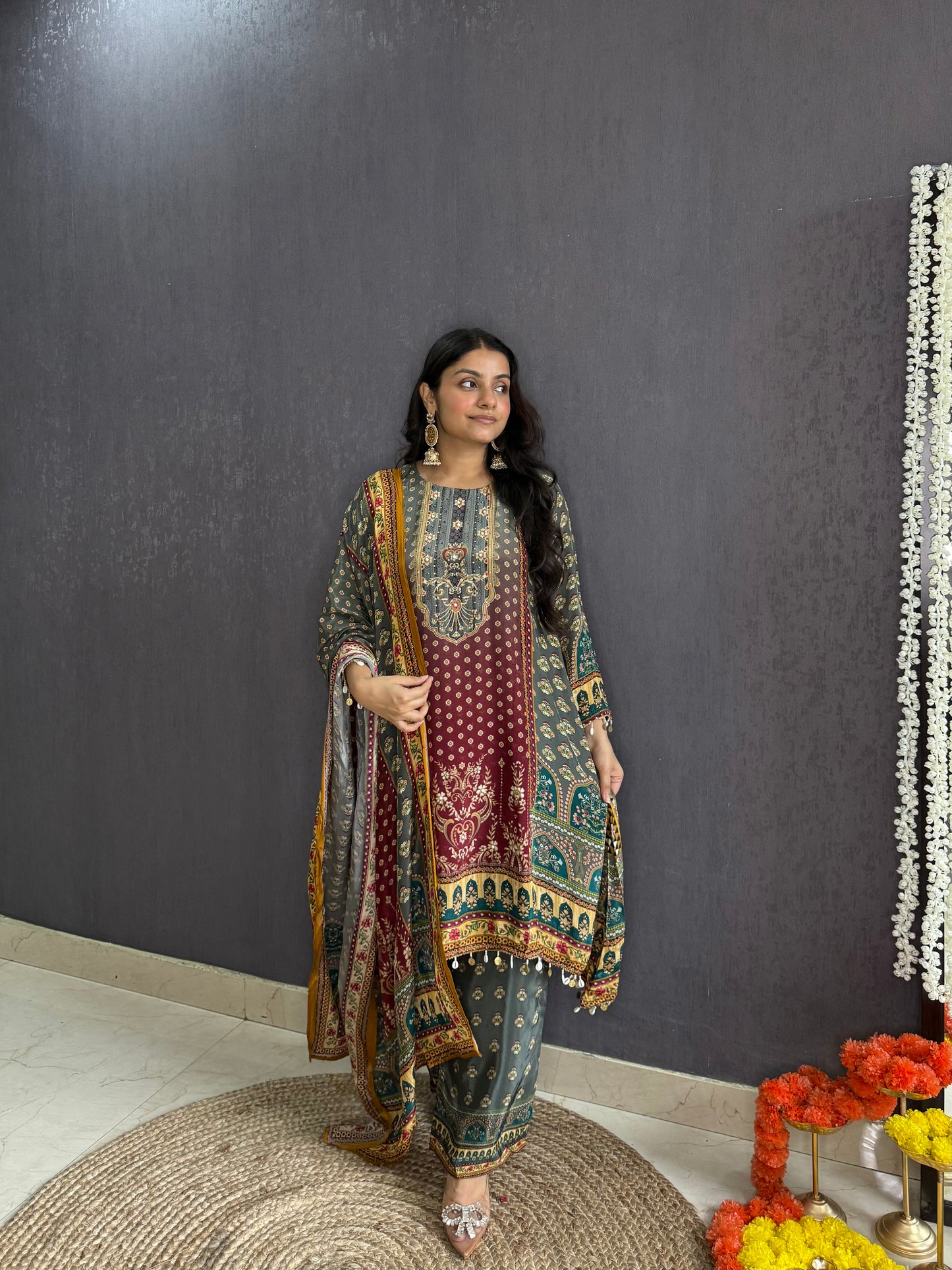 Digitally printed high low Suit