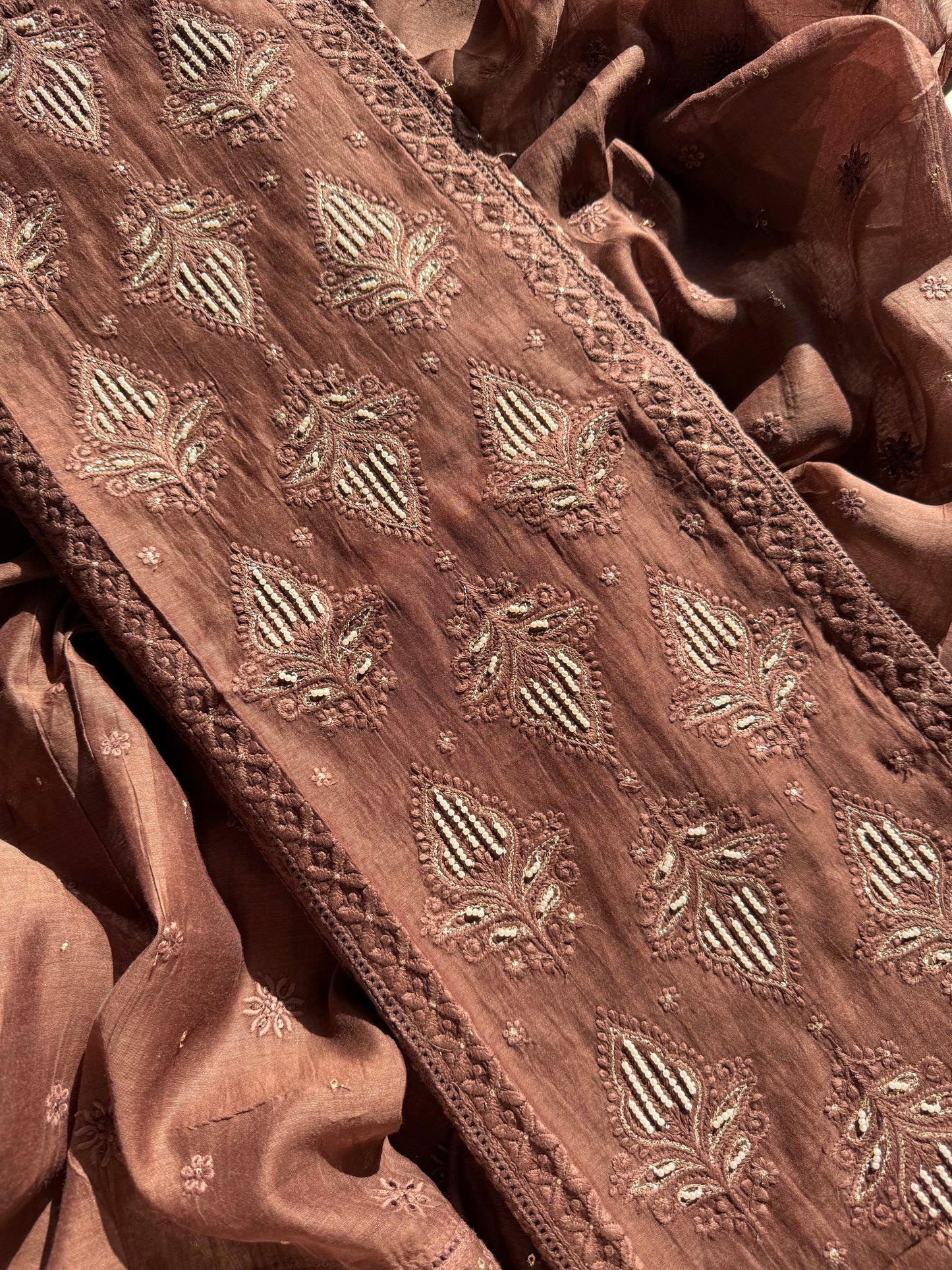 Luxurious Mul chanderi lucknowi handwork suit