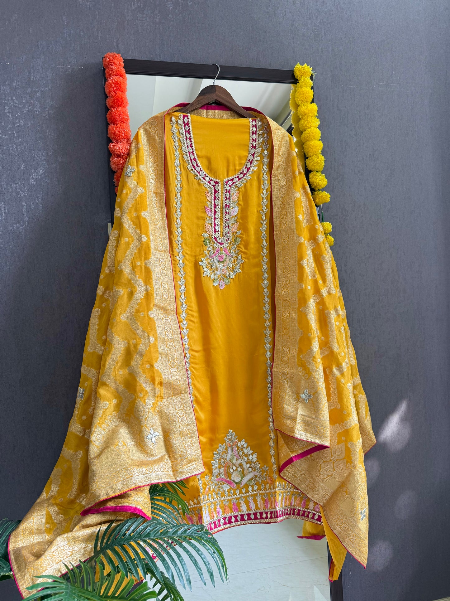 Luxurious Gotapatti satin silk suit