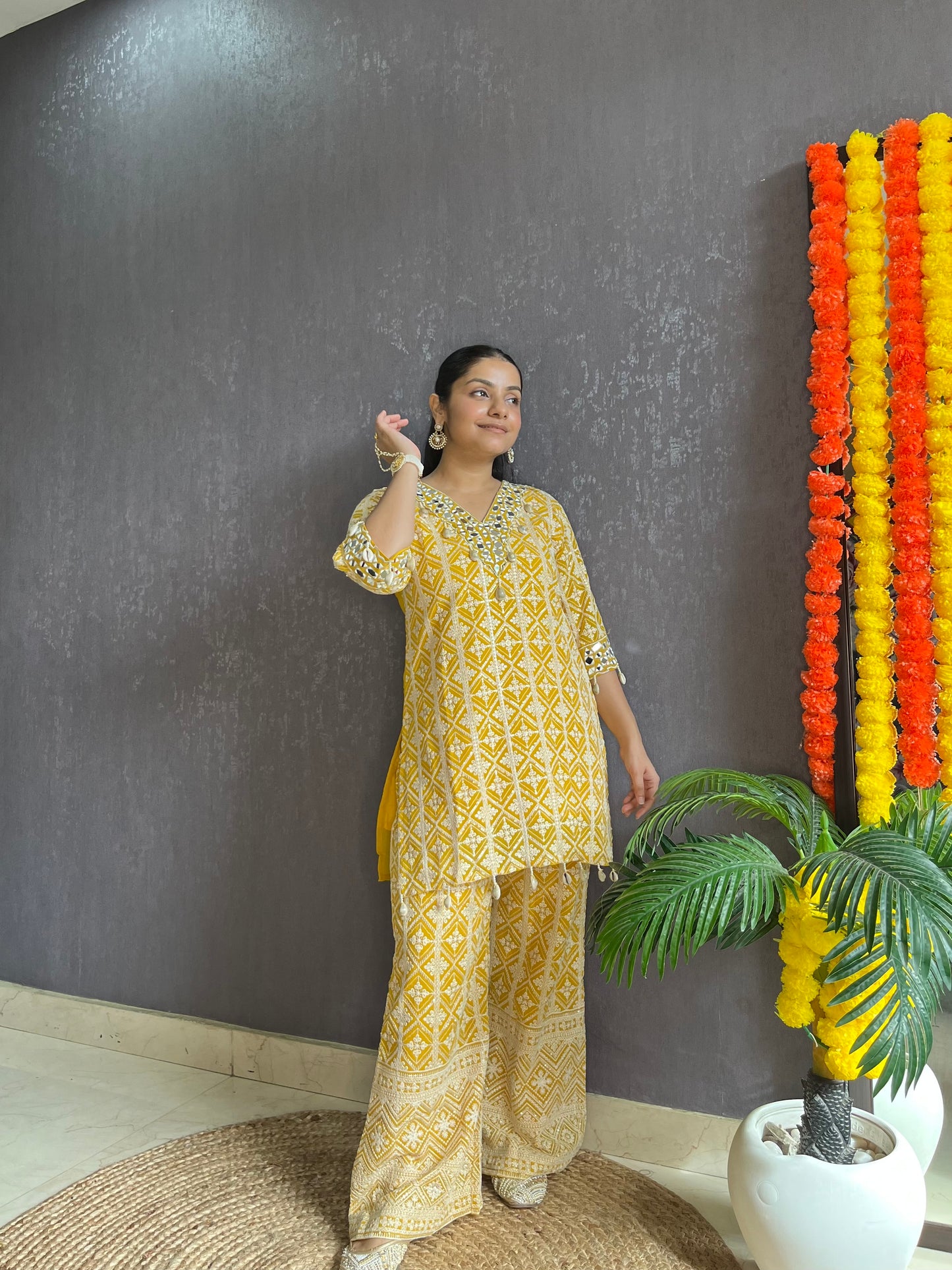 Lucknowi mirrorwork festive Coord set